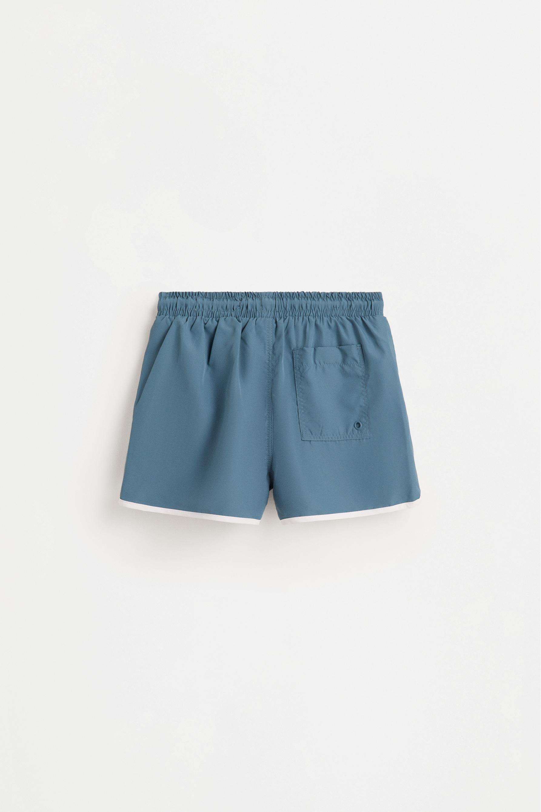 Contrast-line swim shorts — GREENISH BLUE