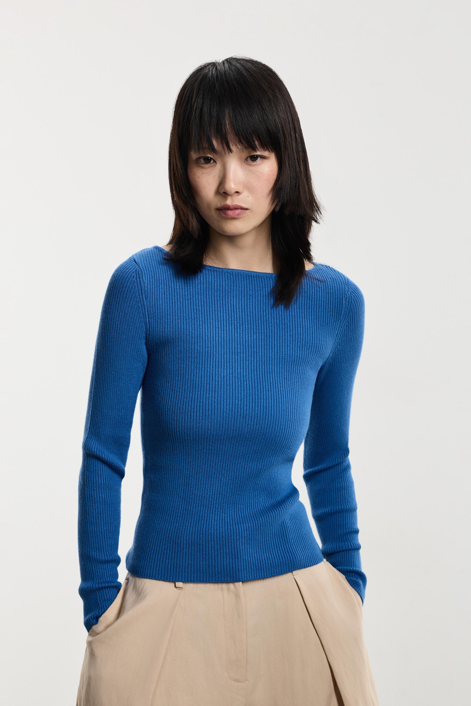Basic rib sweater — DEEP BLUE