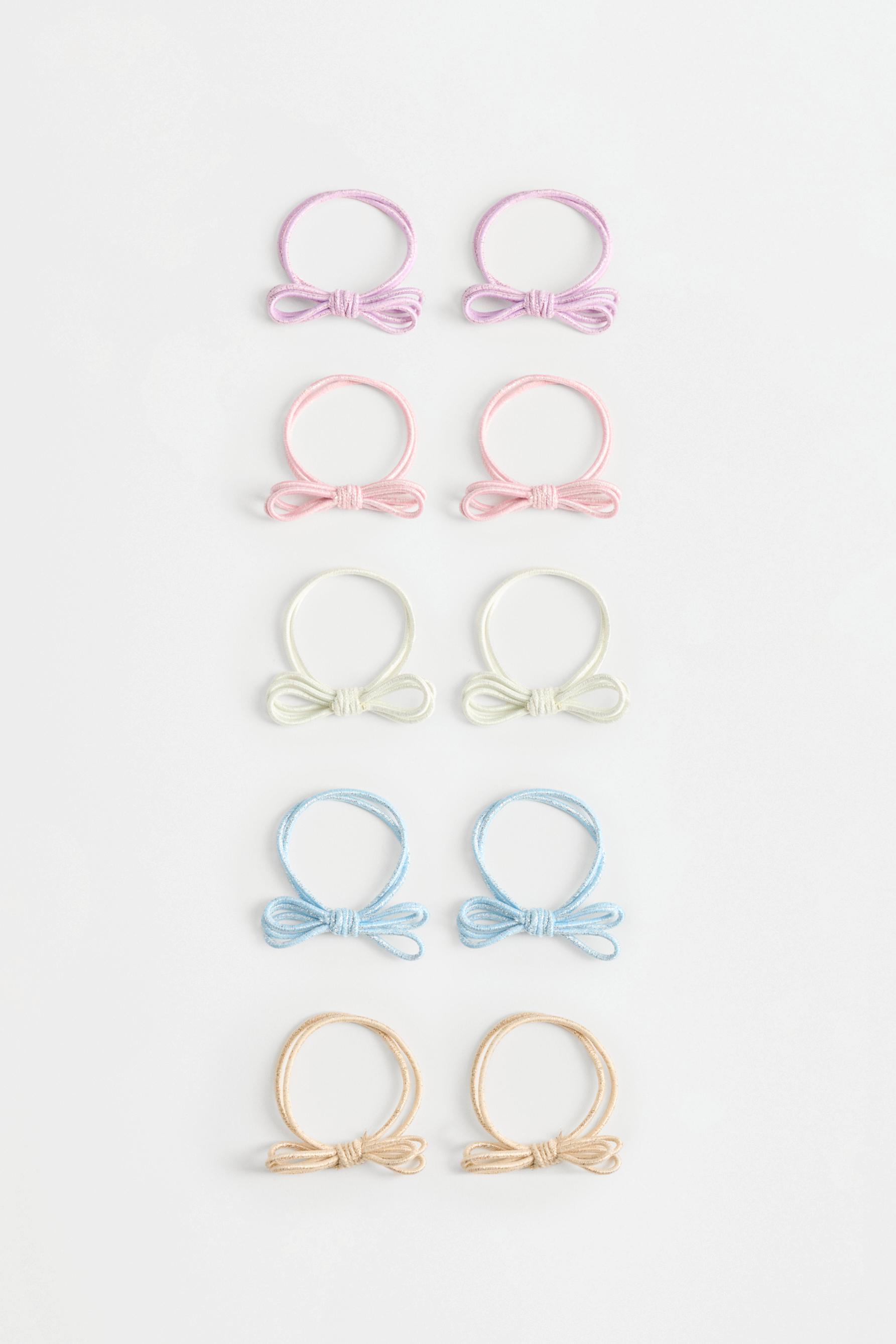Glitter bow hair ties (10-pack) — NAVY
