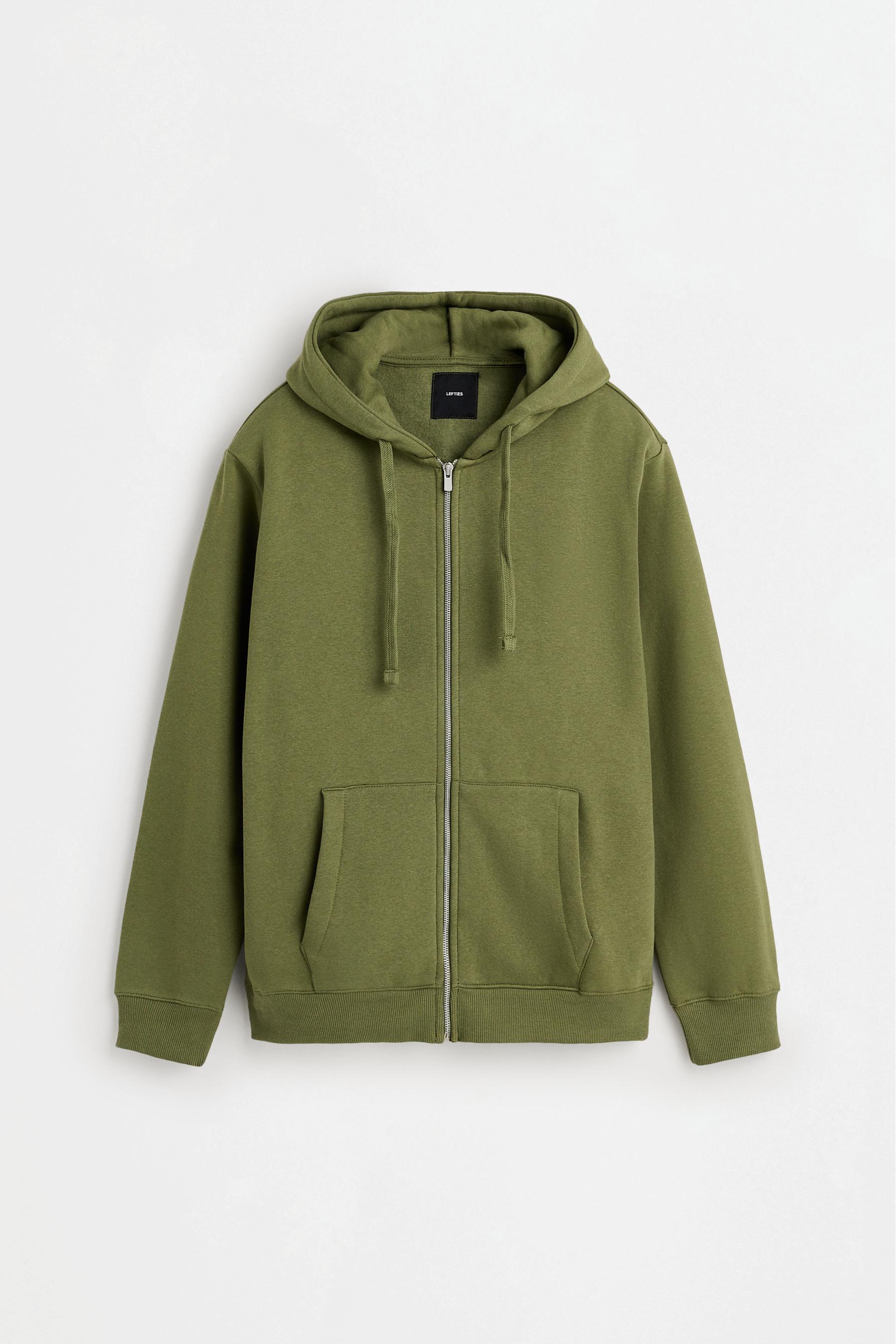Basic zip-up hoodie — MEDIUM GREEN