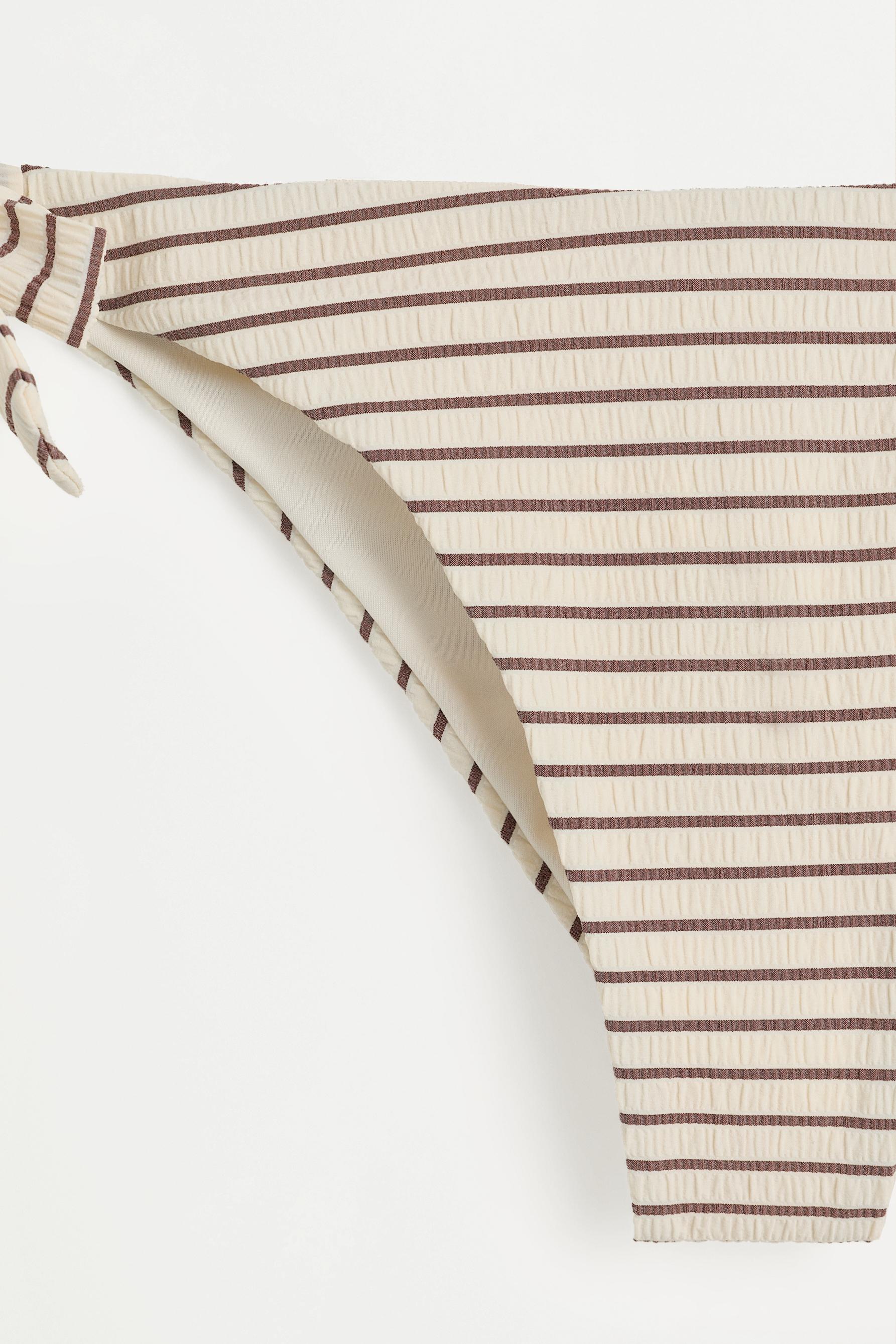 Women's | Beige striped bikini bottoms — ECRU/BROWN