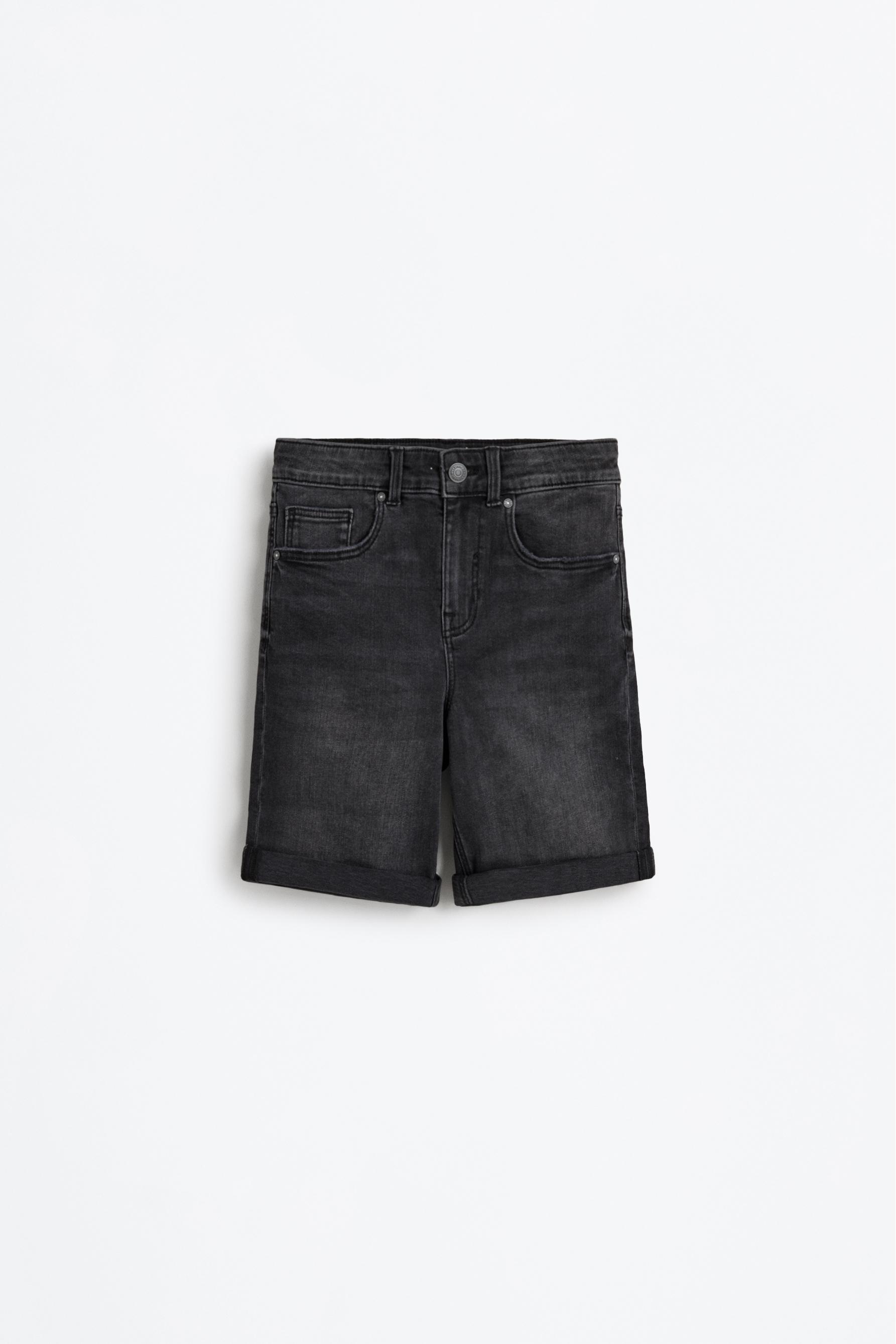 Slim comfort denim Bermuda shorts — BLACK