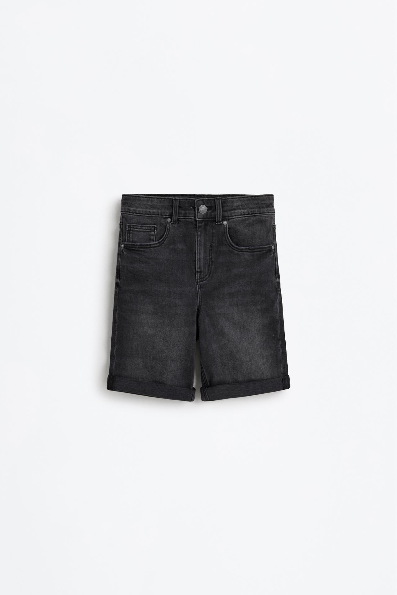 Slim comfort denim Bermuda shorts — BLACK