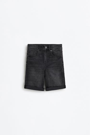 Slim comfort denim Bermuda shorts — BLACK 1