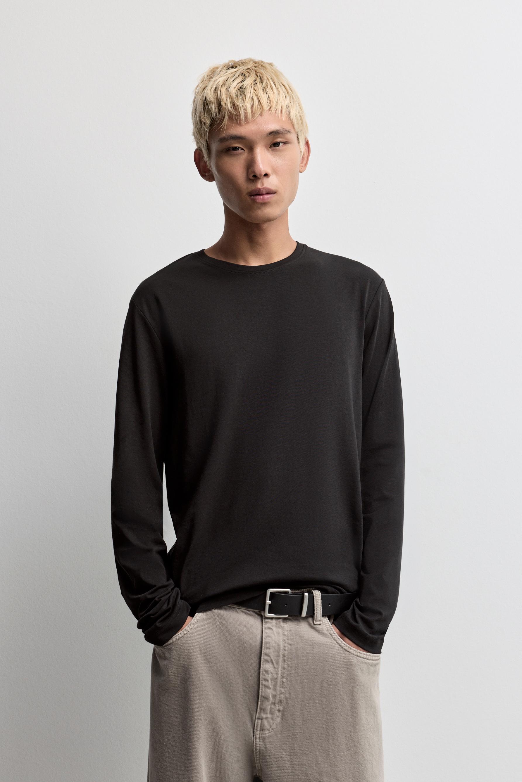 Basic long sleeve T-shirt — BLACK