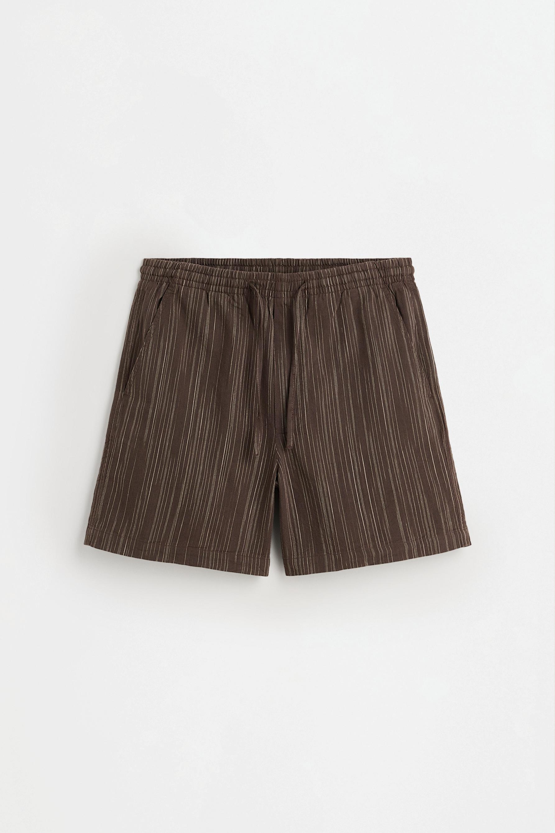 Textured striped Bermuda shorts — TAUPE BROWN