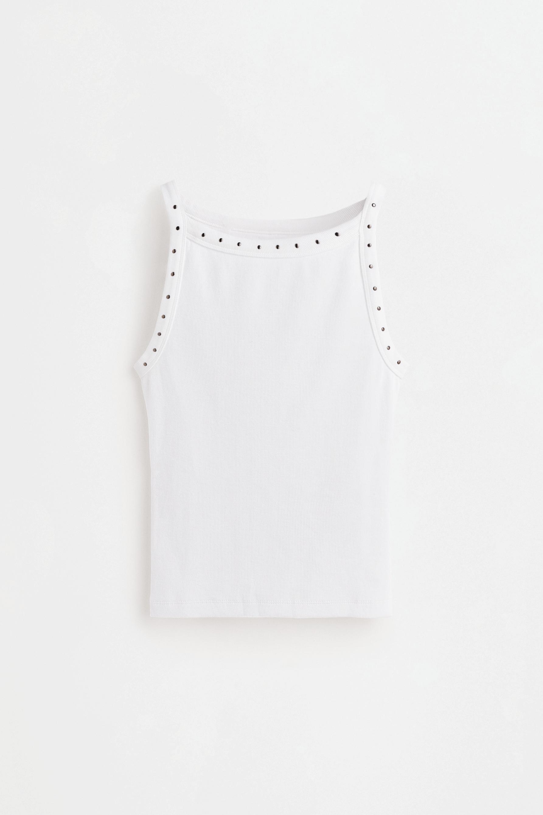 Ribbed top with studs — OFF WHITE