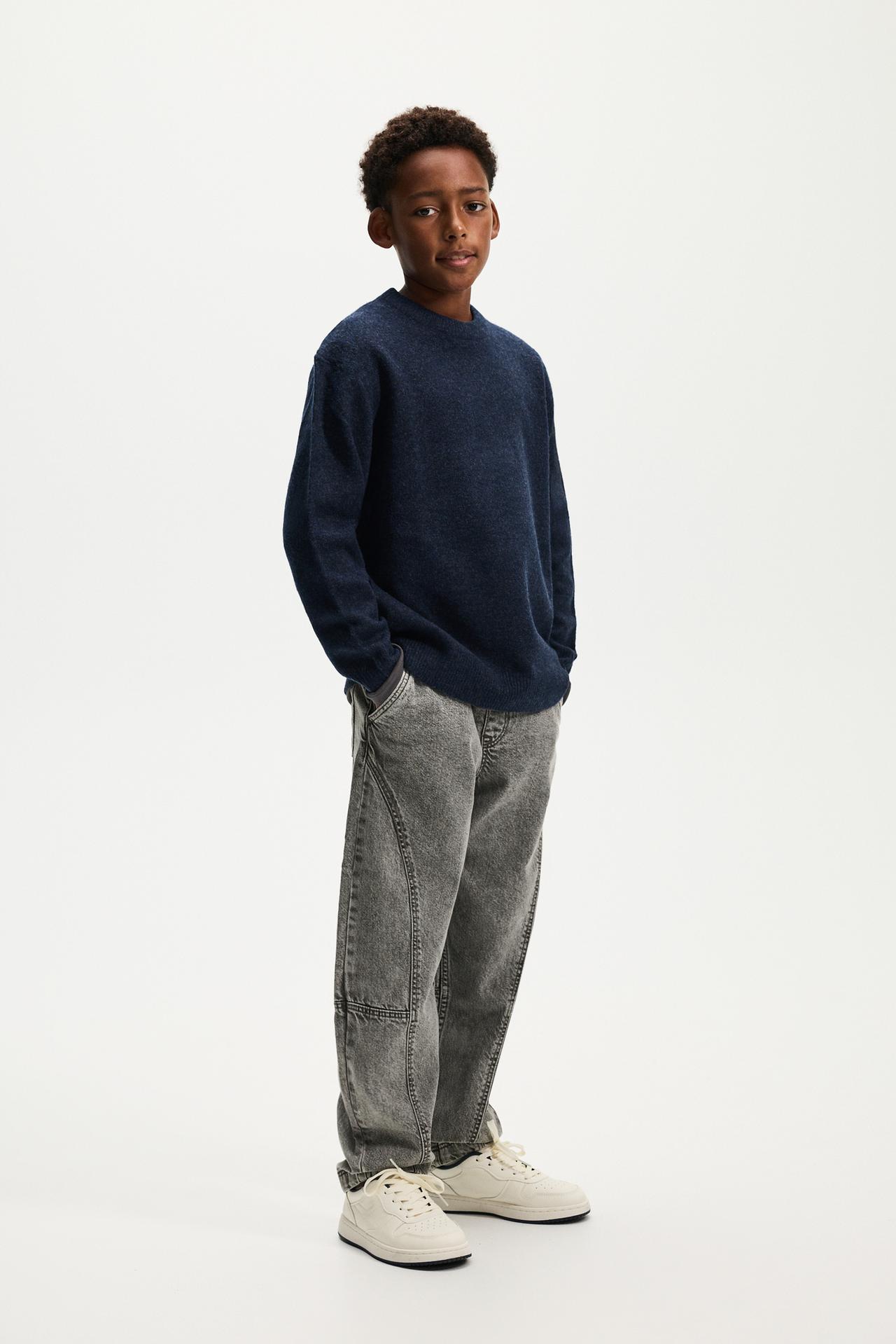 Fluffy knit sweater — BLUE MARL