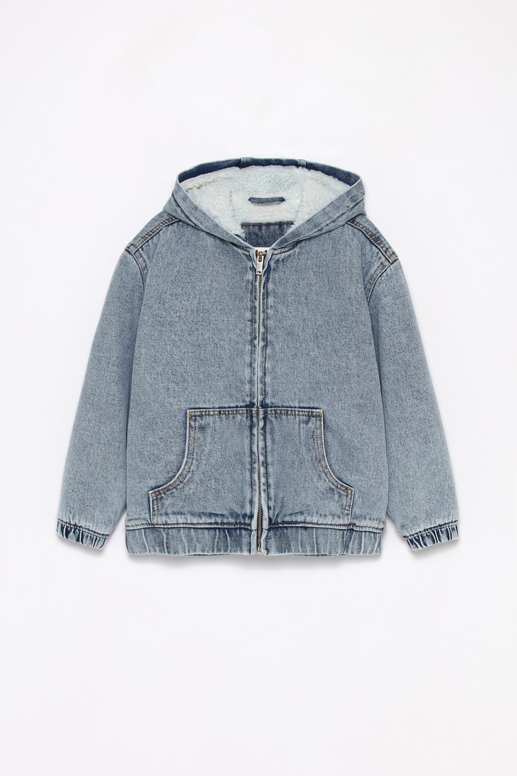 Denim jacket with faux shearling lining