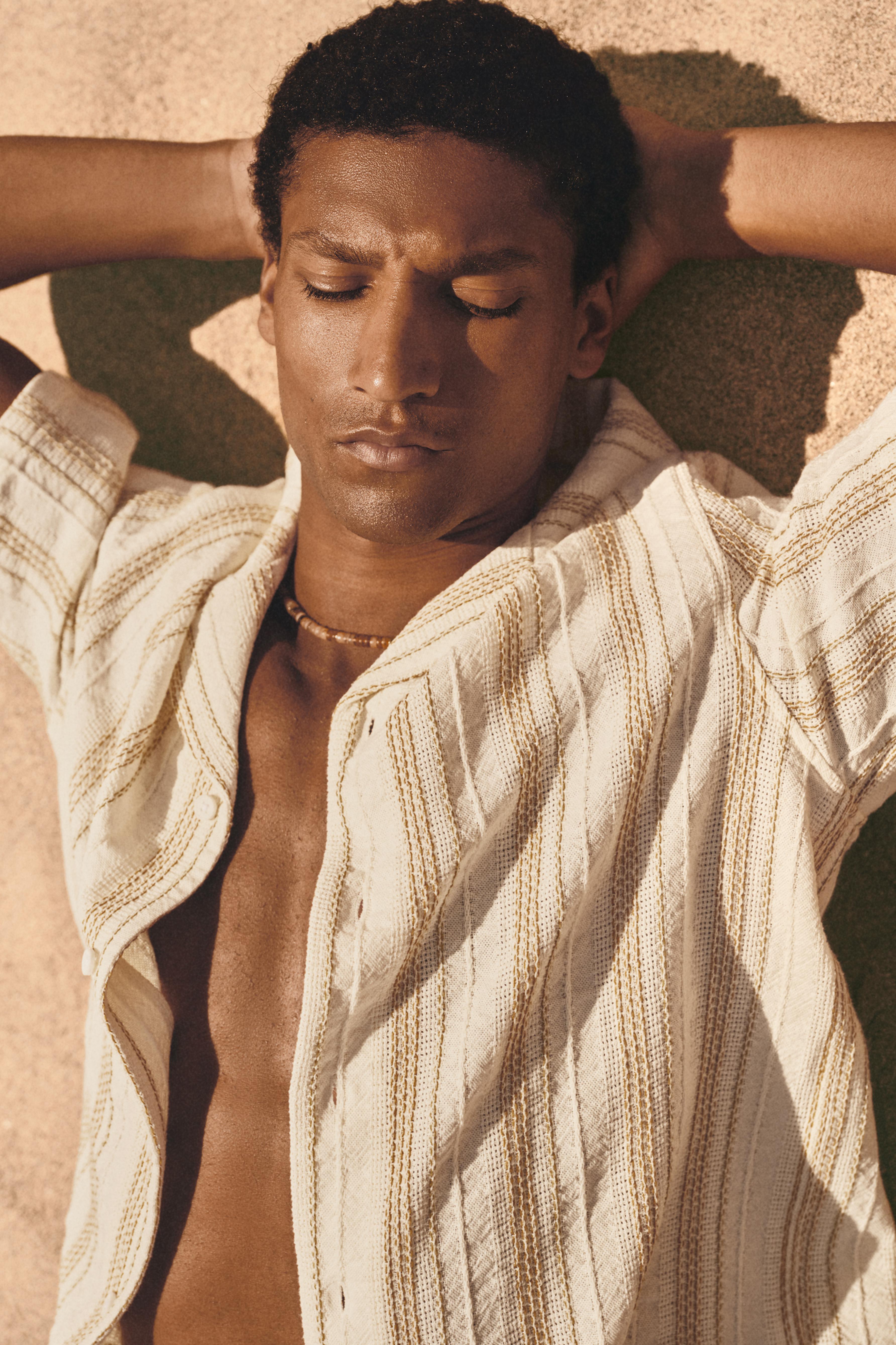 Striped rustic shirt — WHITE