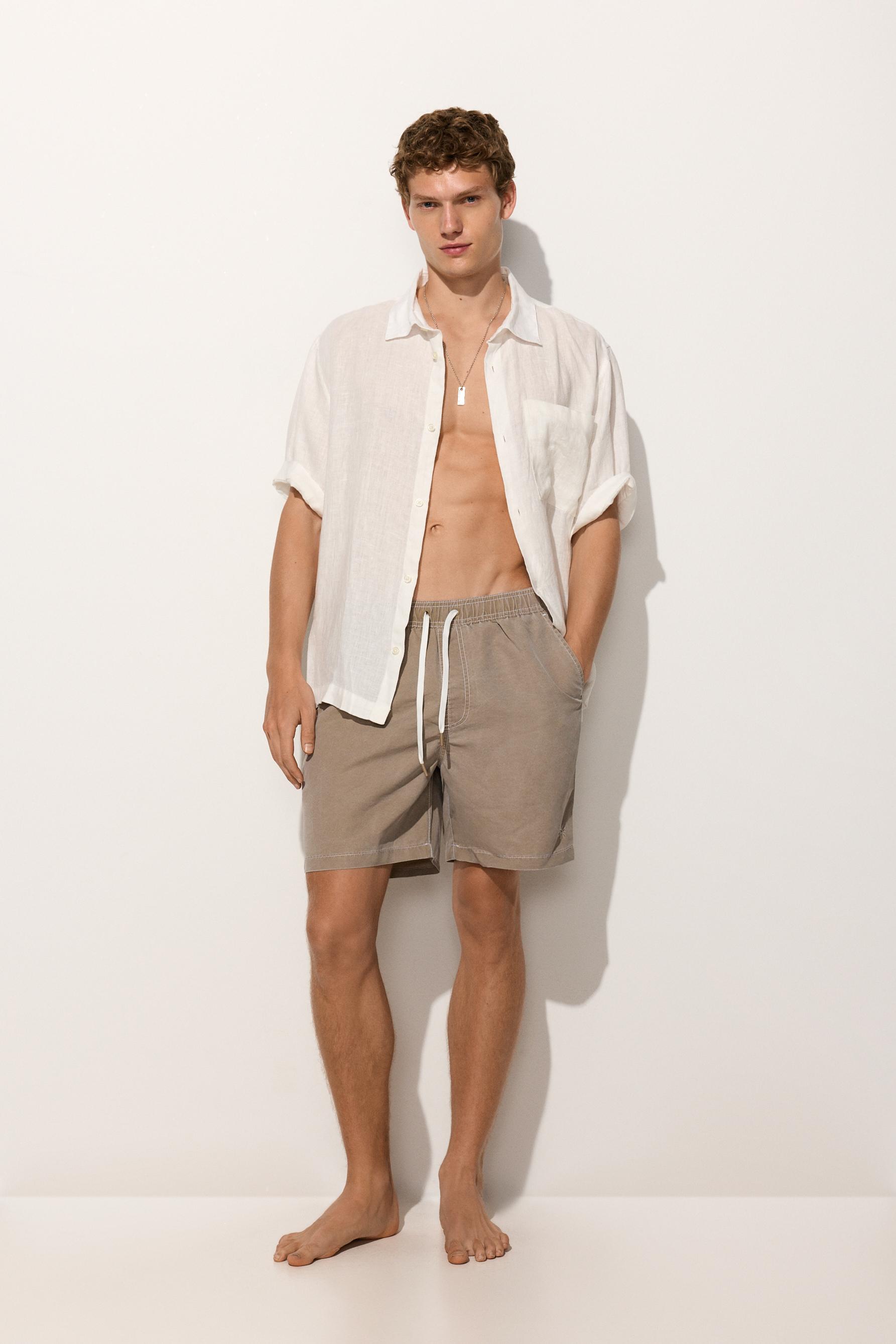 Faded-effect regular swimsuit — MINK