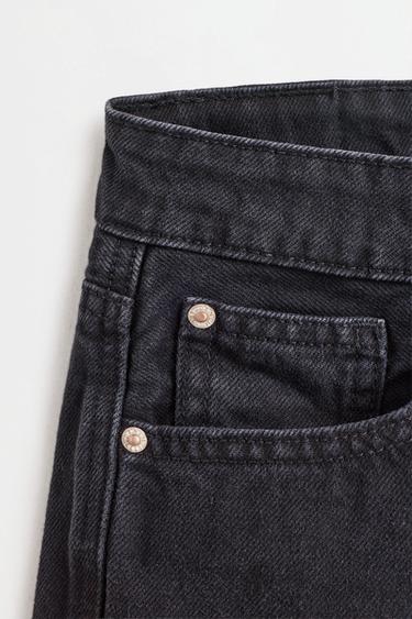 Slim fit wide-leg denim Bermuda shorts — BLACK 7
