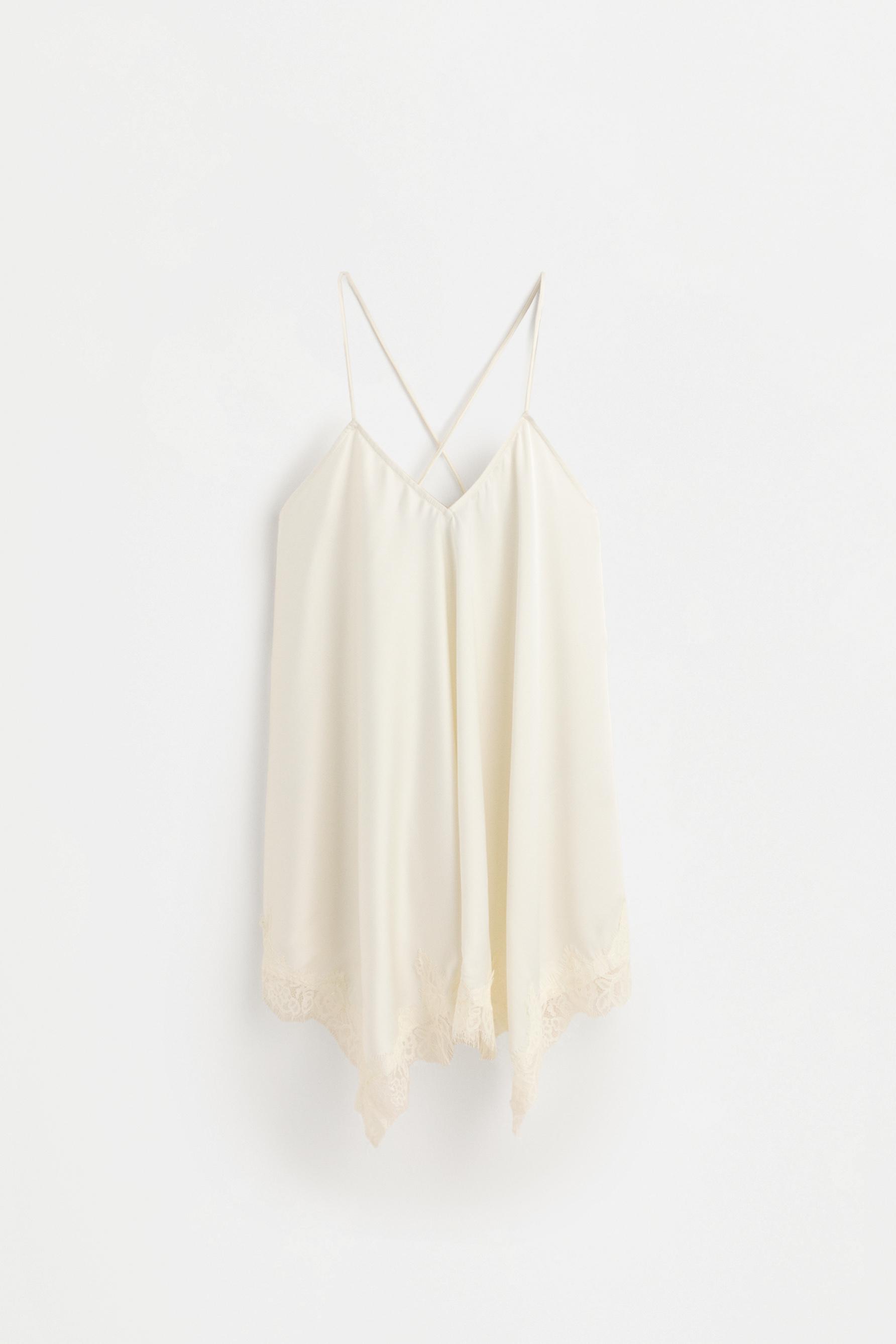 Asymmetric short slip dress — OFF WHITE