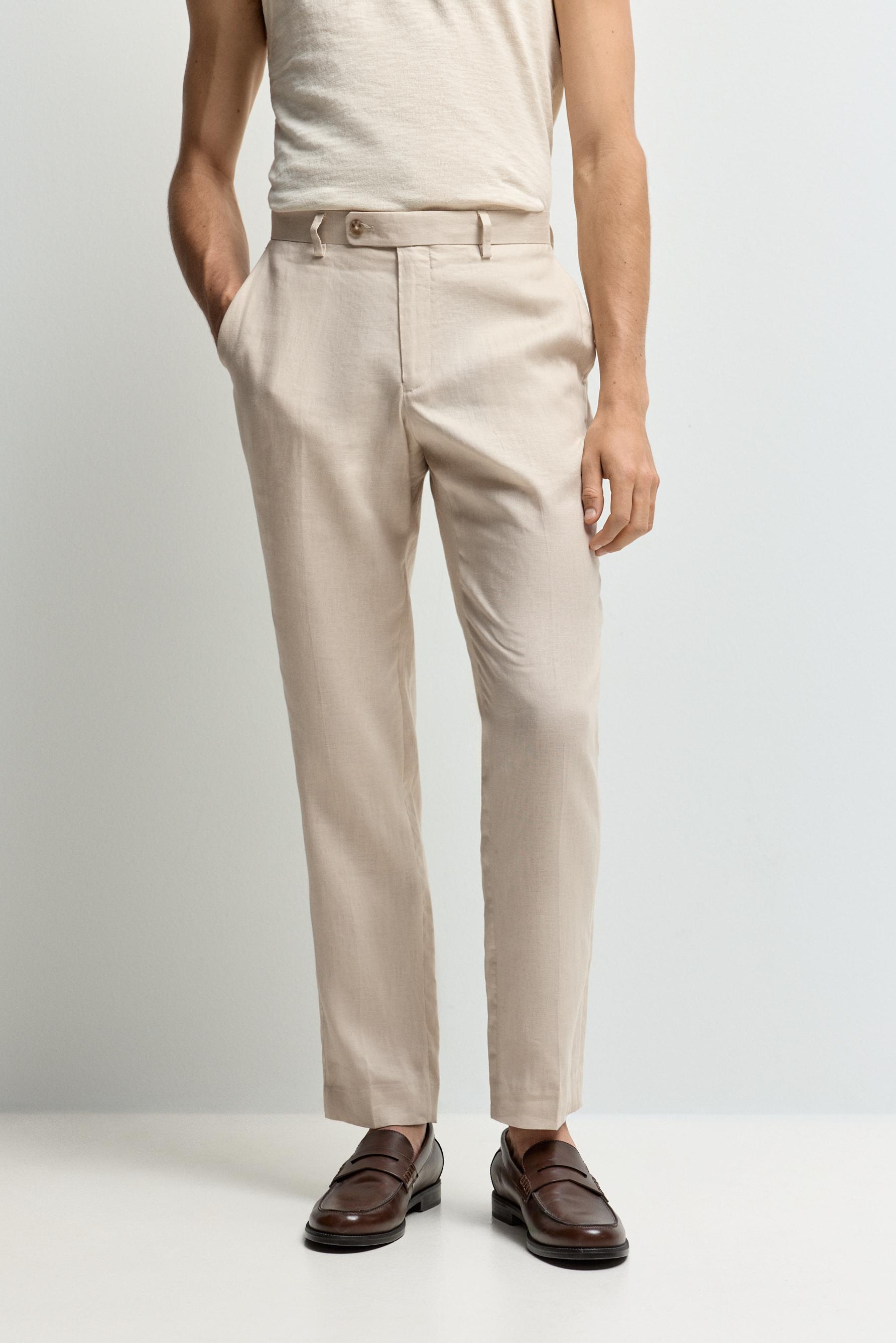 100% linen suit trousers — ECRU