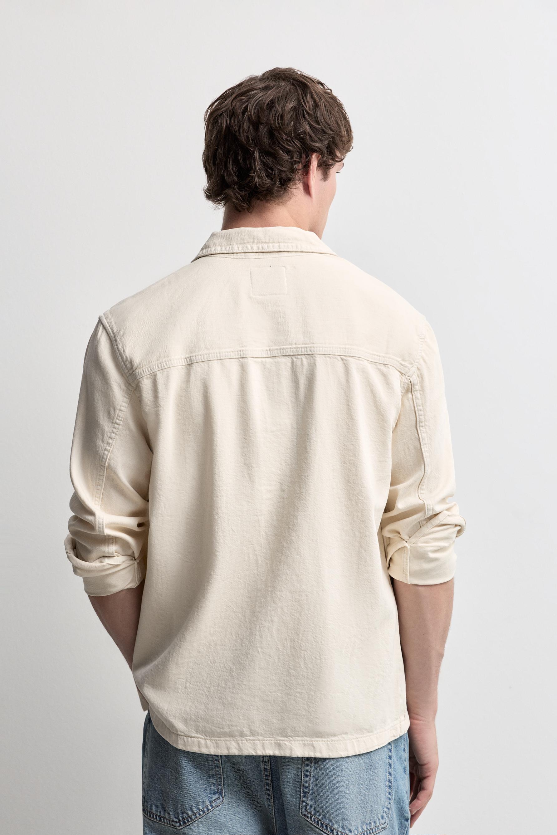 Lightweight denim overshirt — ECRU
