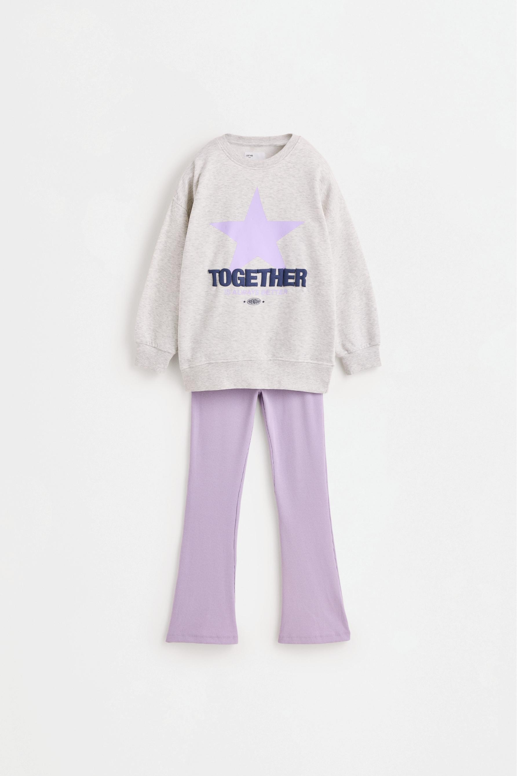 Sweatshirt and bell bottom leggings set — PALE GREY