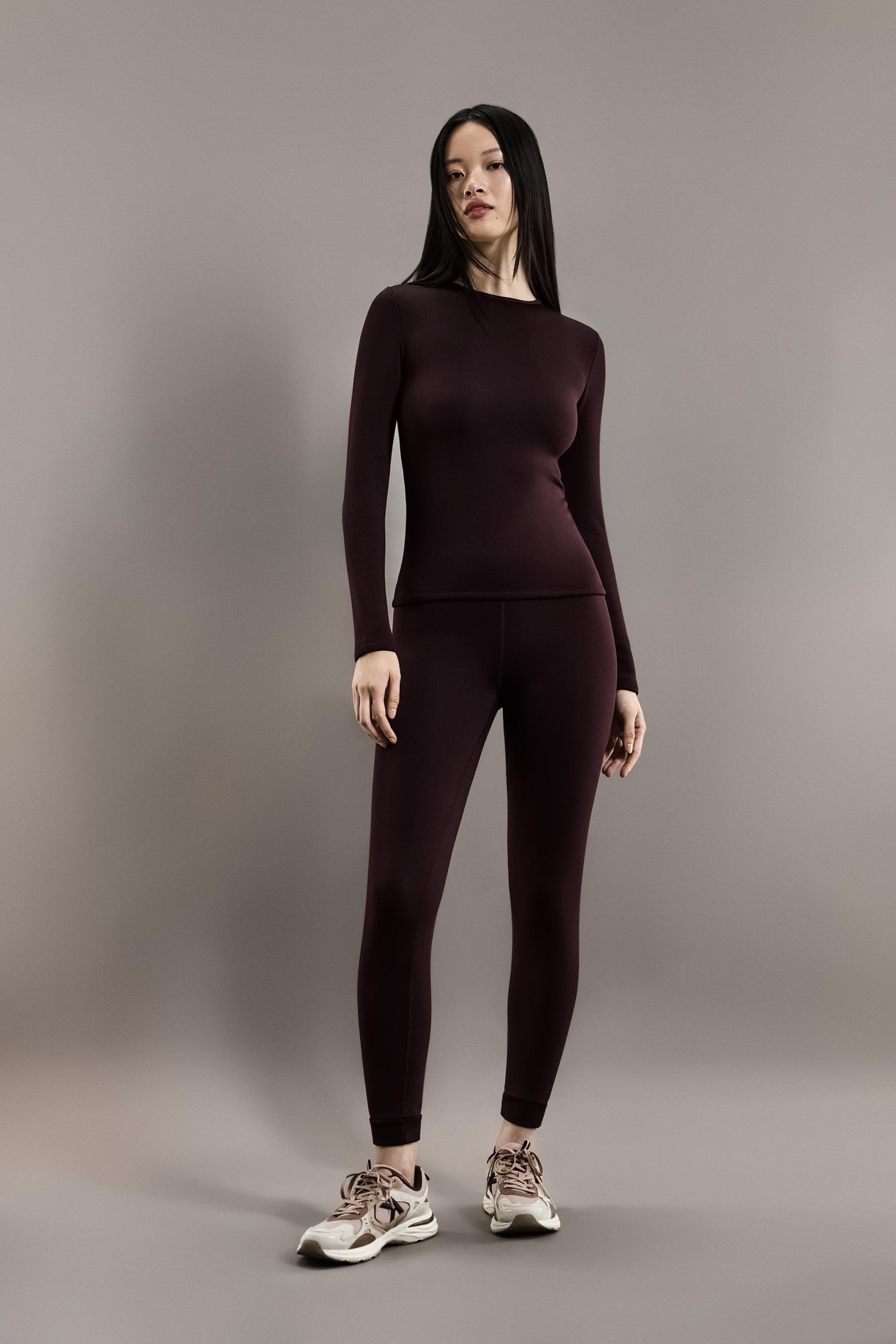 HEAVY WEIGHT thermal leggings (10°F to 48°F) — DARK BURGUNDY