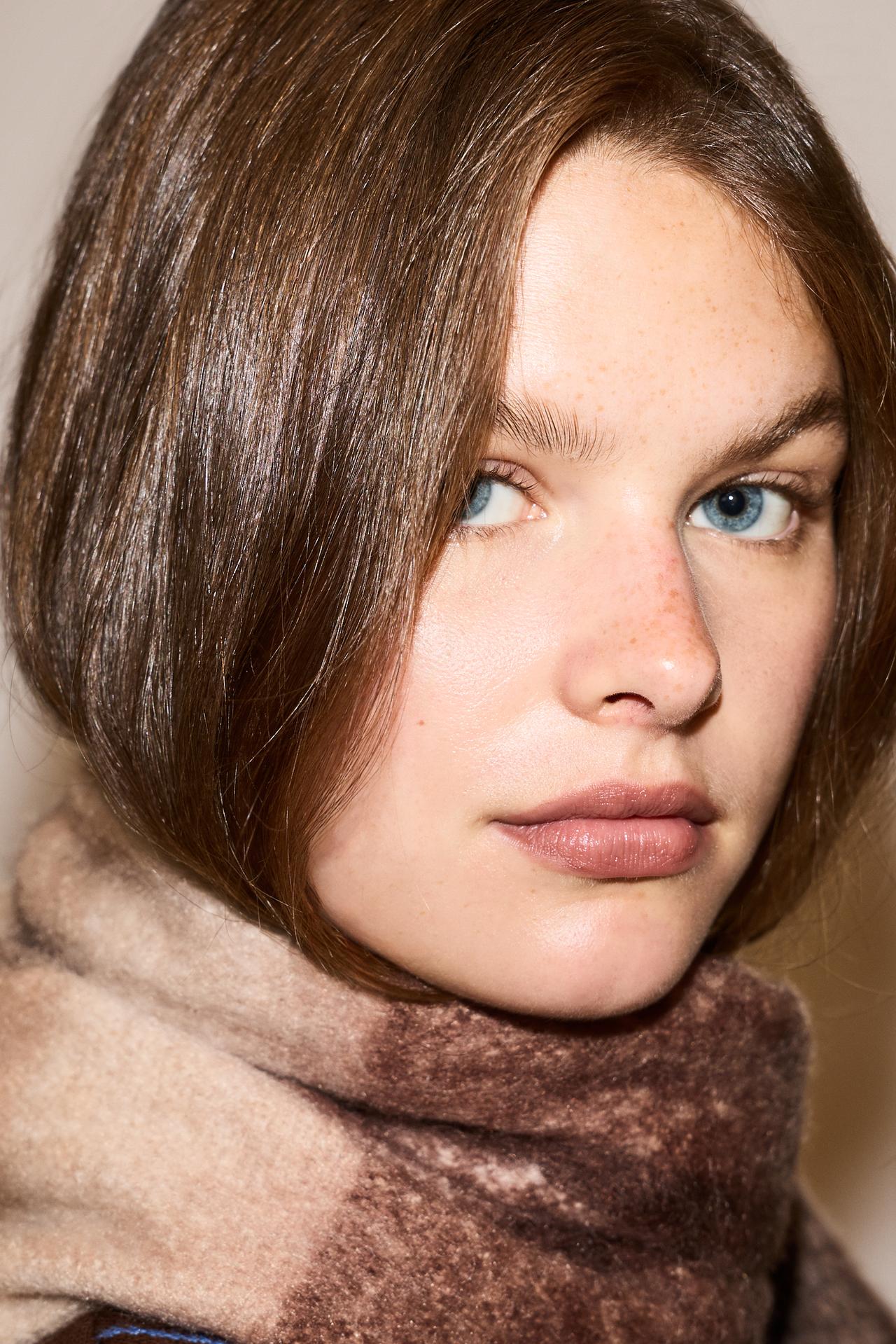 Check scarf — BROWN/ECRU
