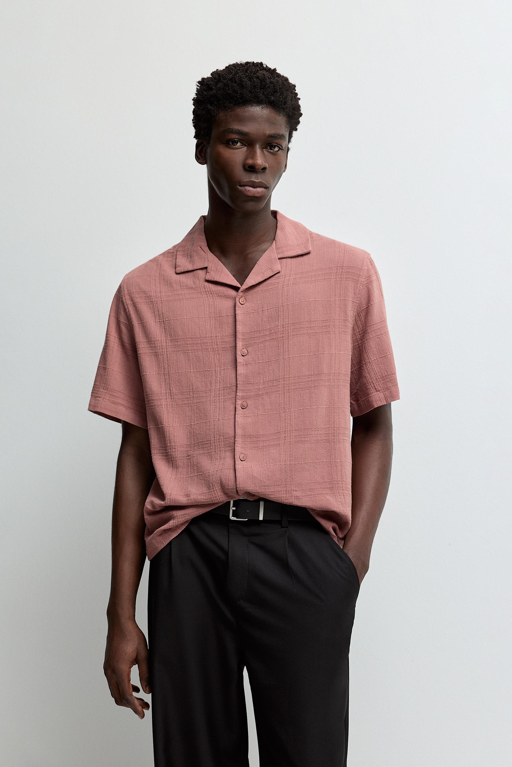 Checked short sleeve shirt — DUSTY PINK