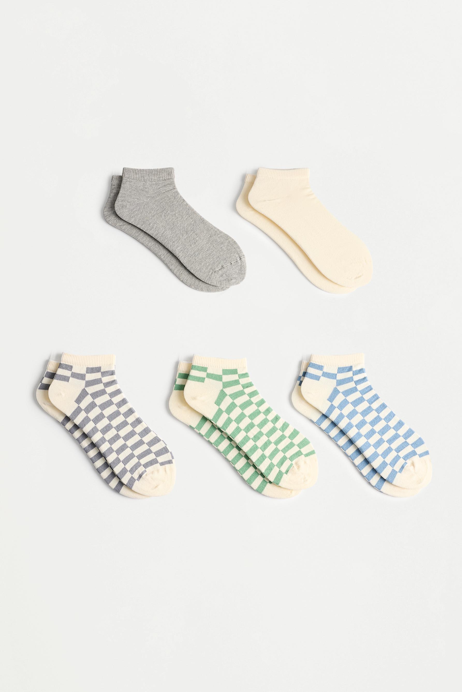 Contrast ankle socks (5-pack) — MEDIUM BEIGE