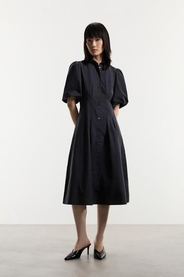 Midi shirt dress — BLACK 1