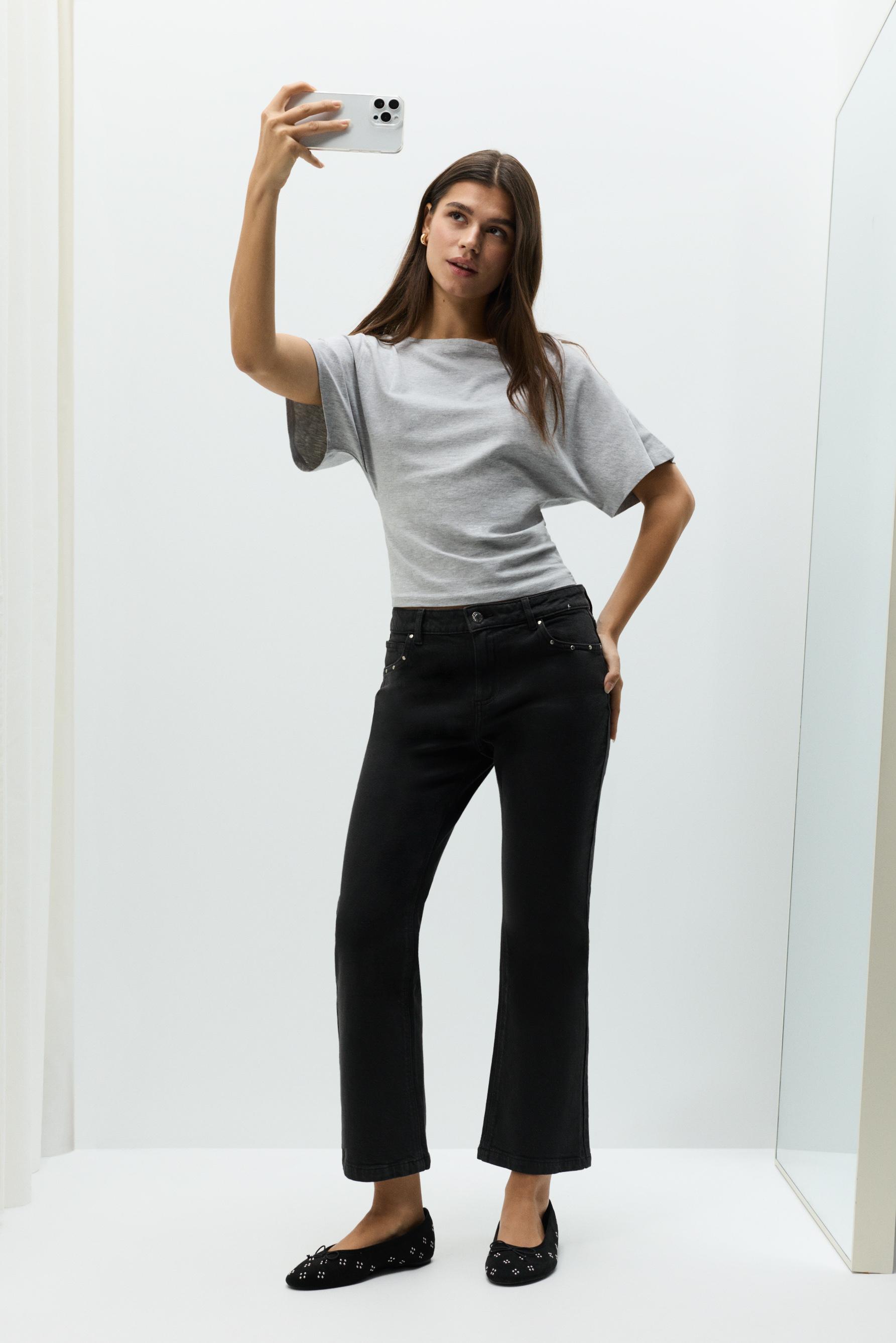 Batwing sleeve top — GREY MARL