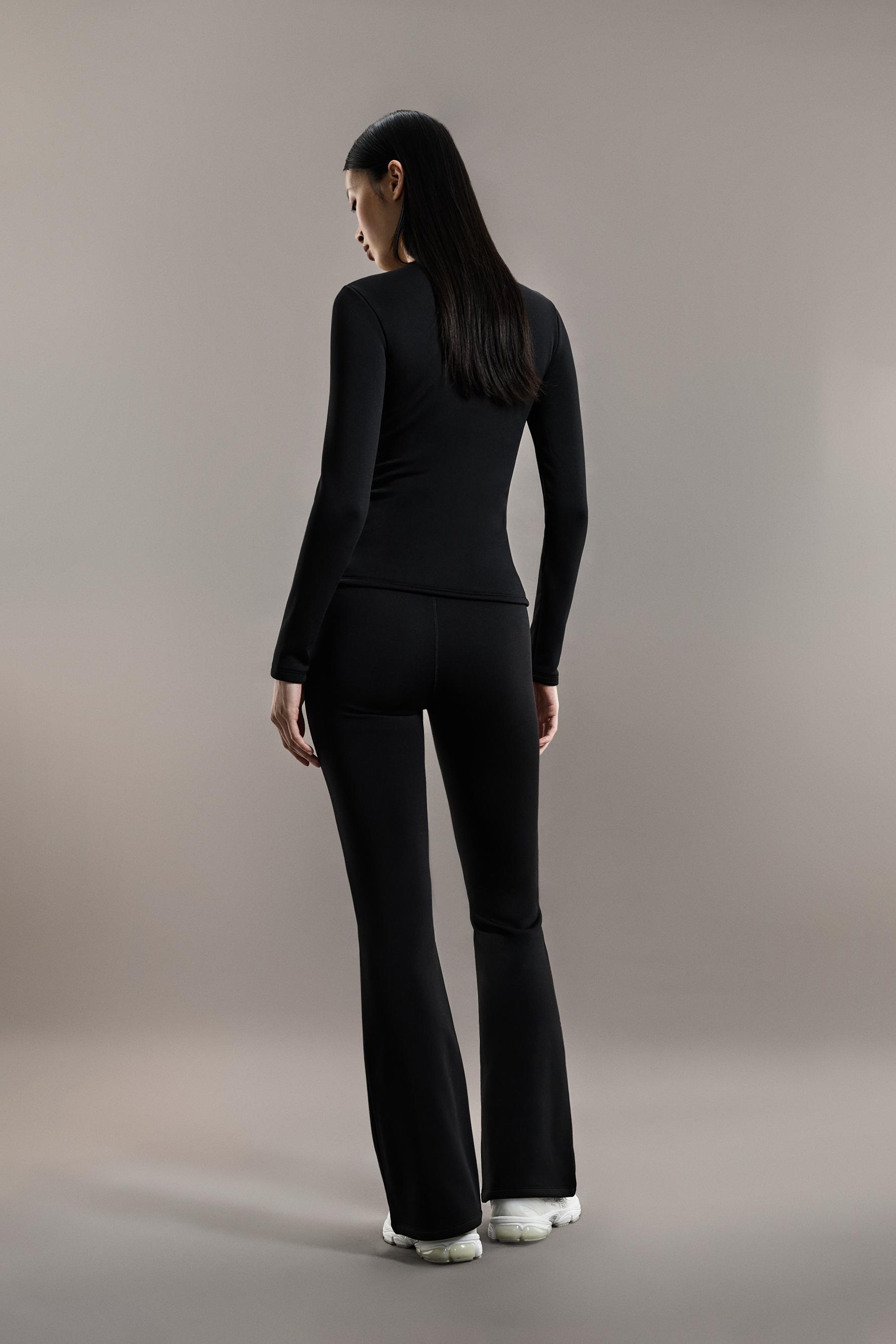 HEAVY WEIGHT thermal bell bottom leggings (10°F to 48°F) — BLACK