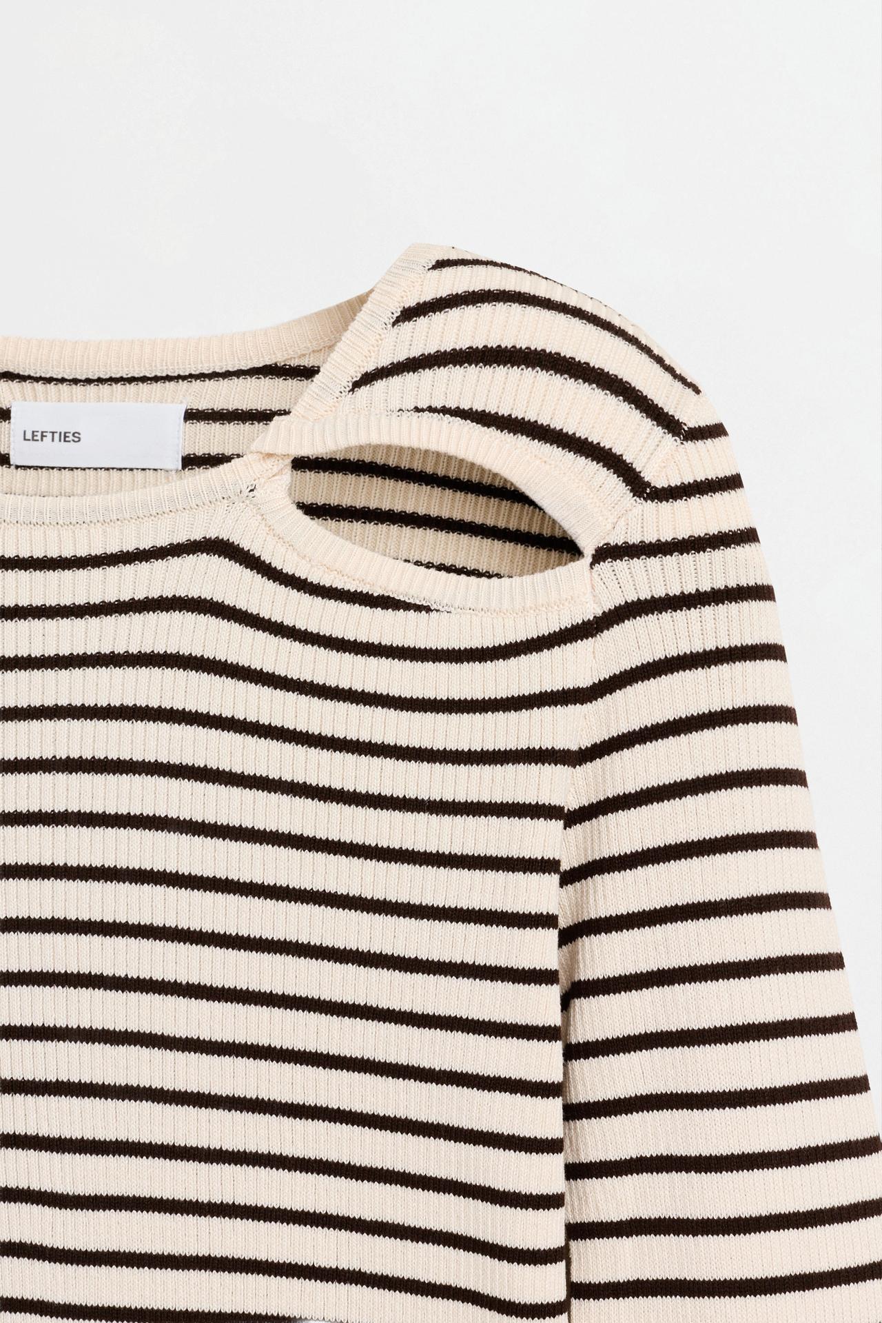 Ribbed cut-out sweater — STRIPED