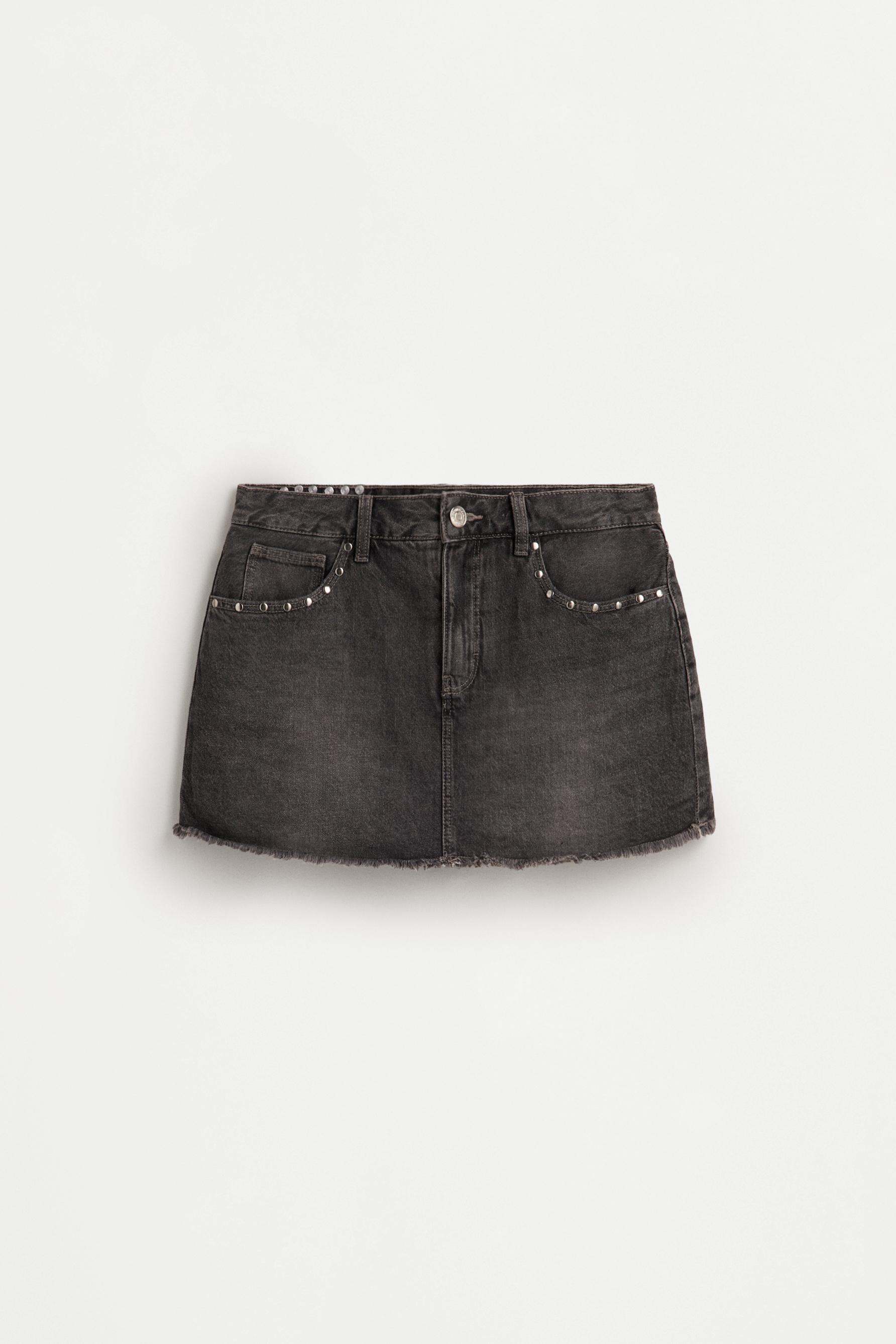 Studded denim skirt — GREY