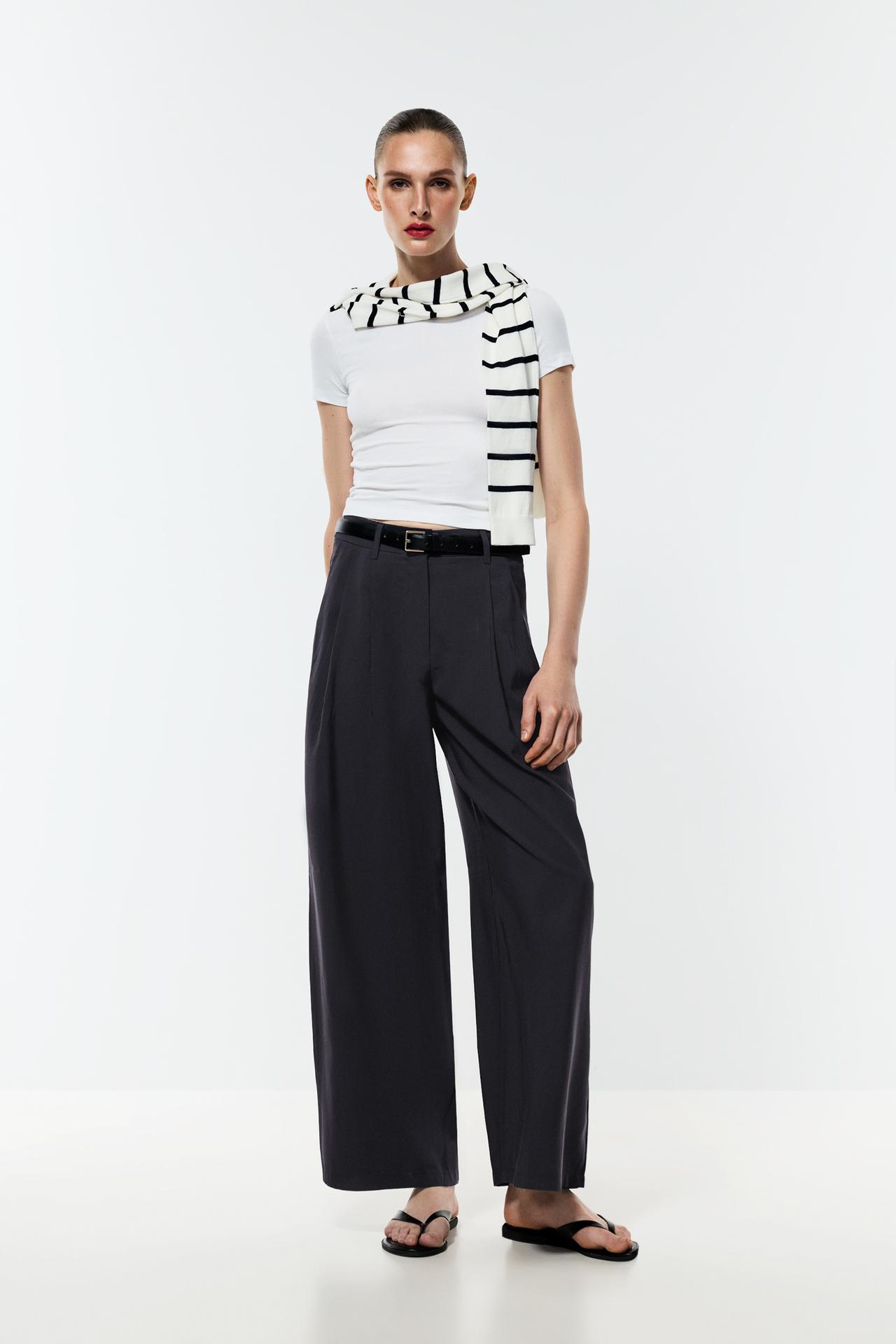 Flowing wide-leg trousers — NAVY
