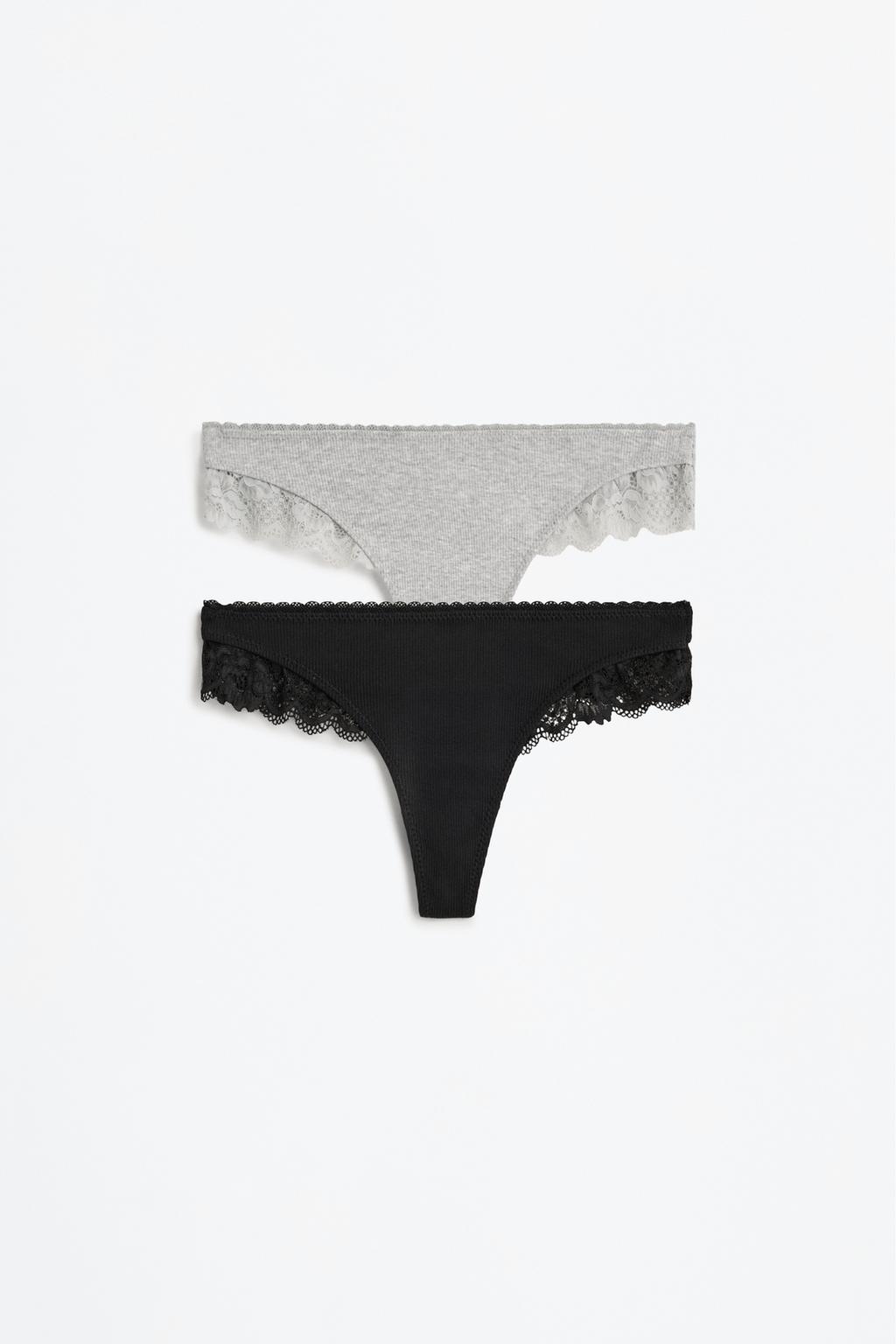 Pack of 2 ribbed thongs - lace