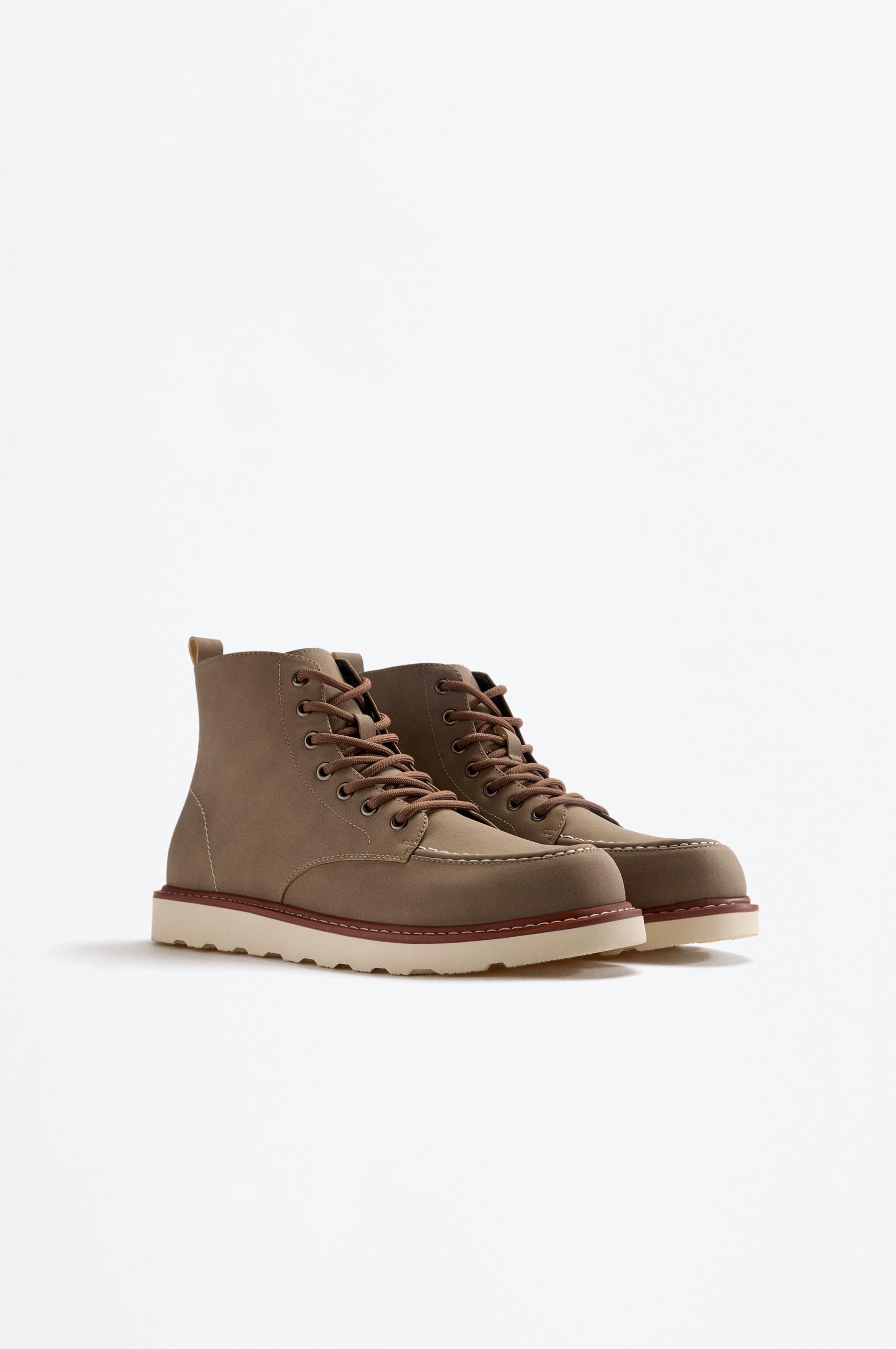 Lace-up dress boot — KHAKI