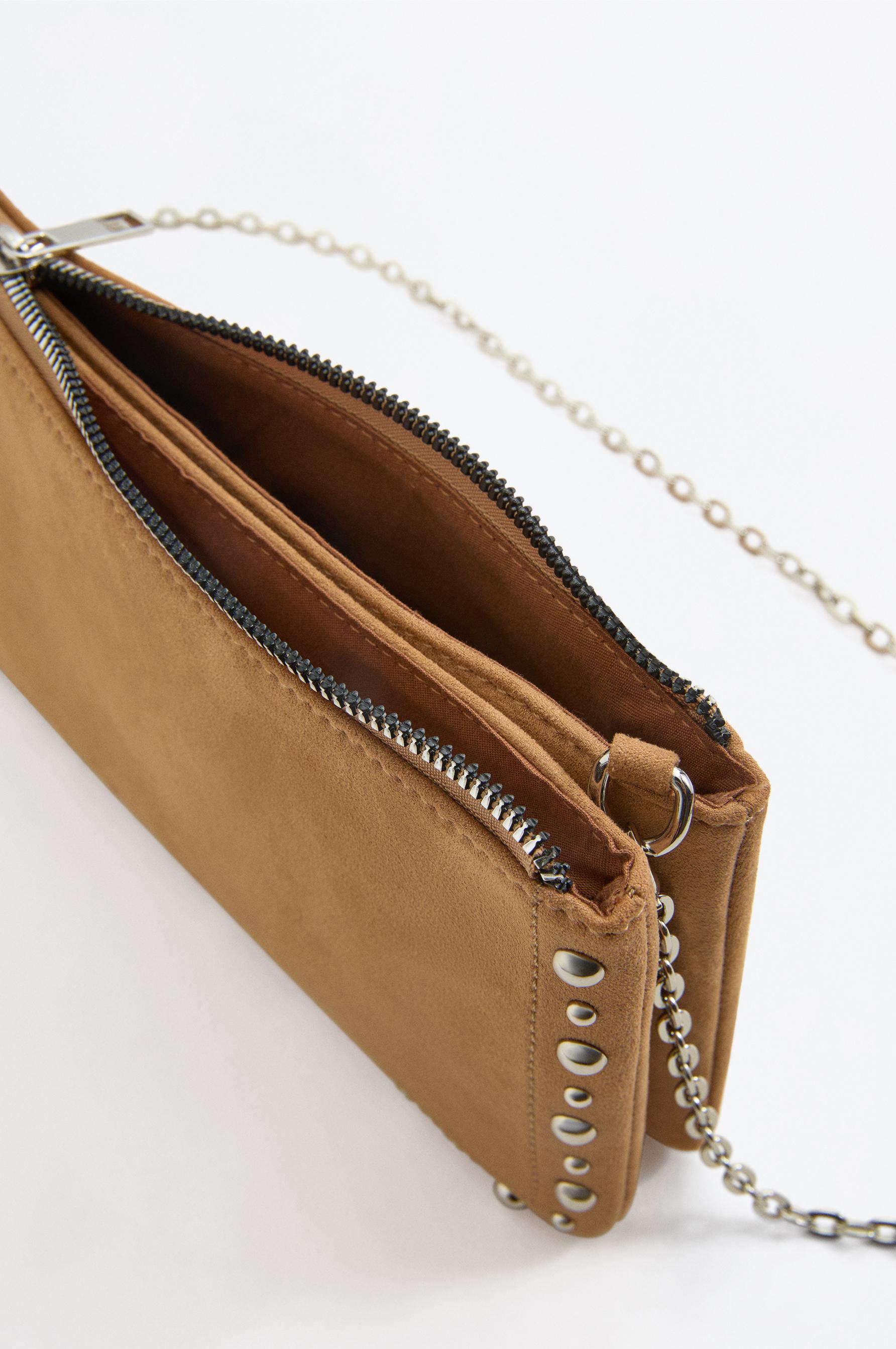 Faux suede crossbody bag — CAMEL