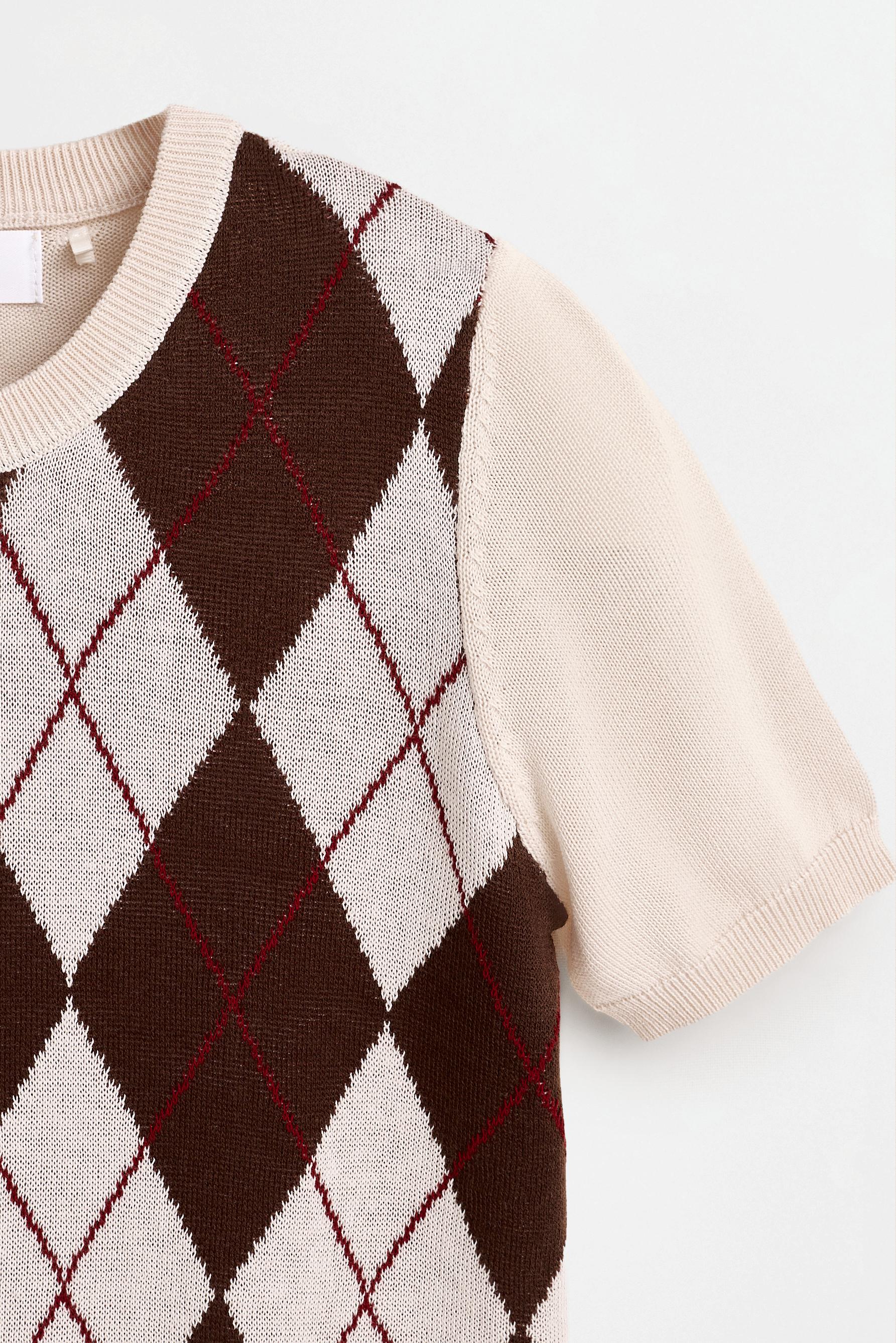 Argyle print sweater — ECRU