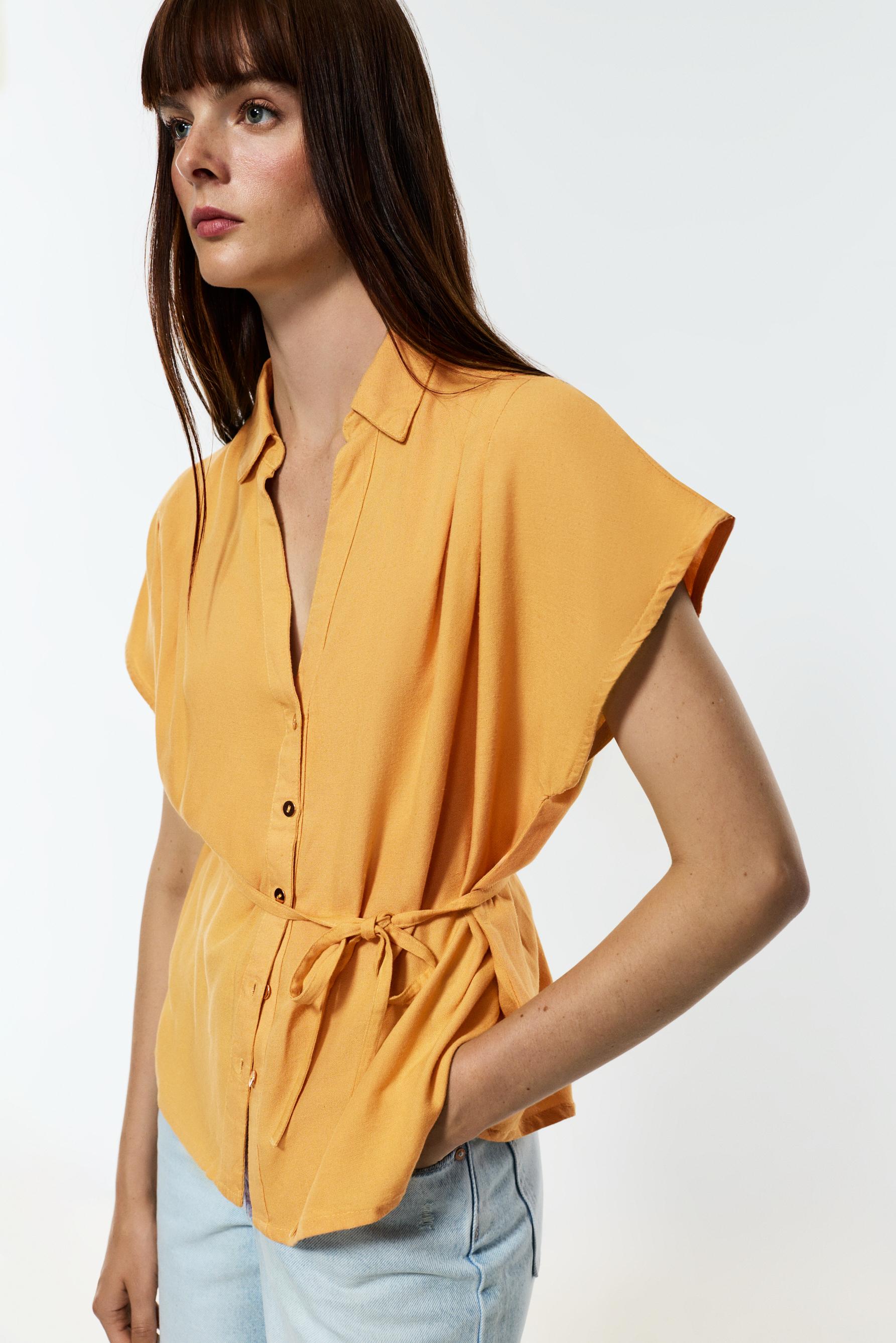 Tie-waist shirt — YELLOW