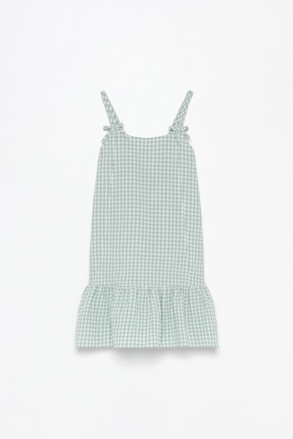 Textured gingham pinafore dress