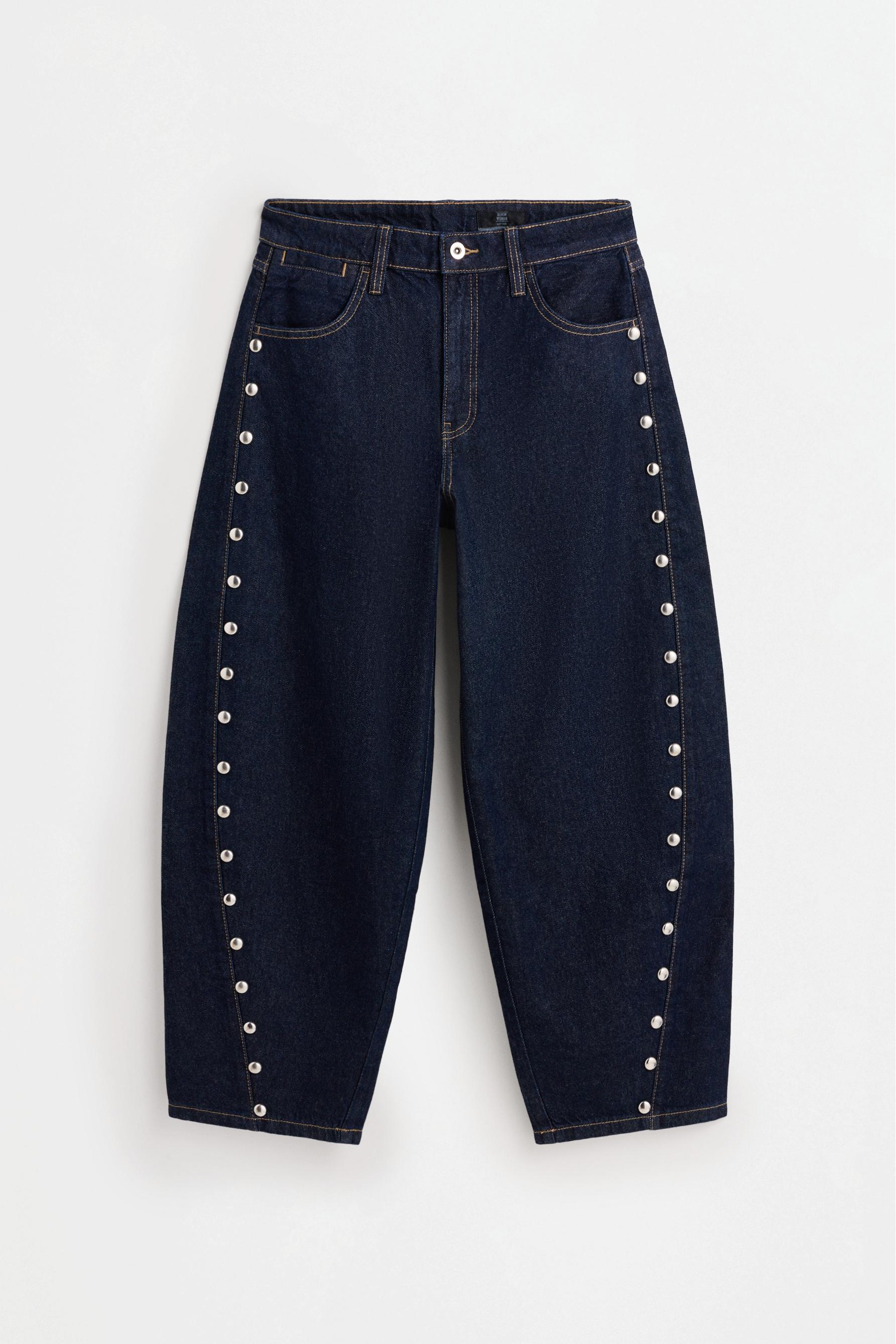 Studded barrel jeans — NAVY