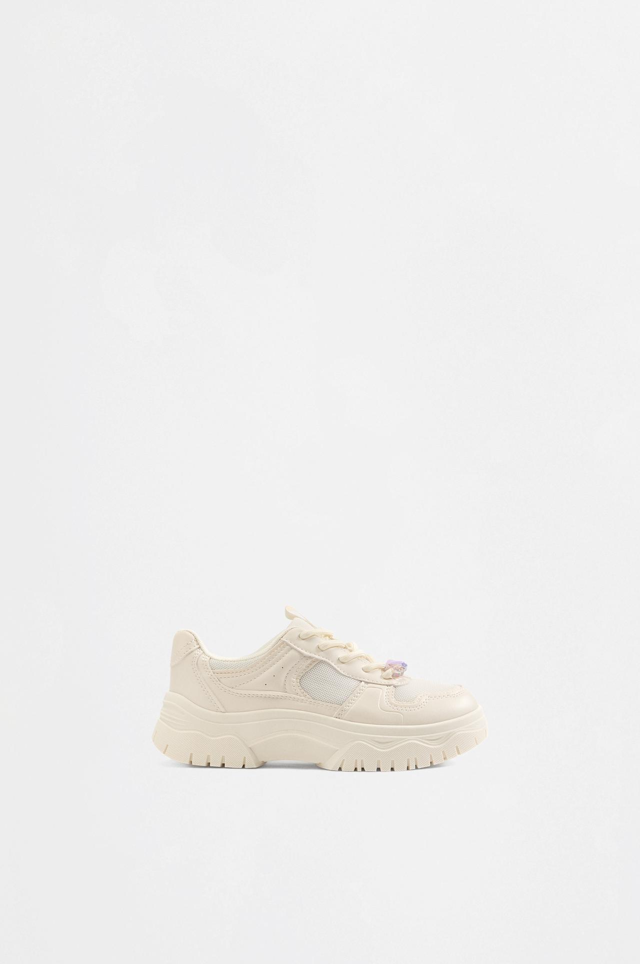 Platform charm sneakers — WHITE
