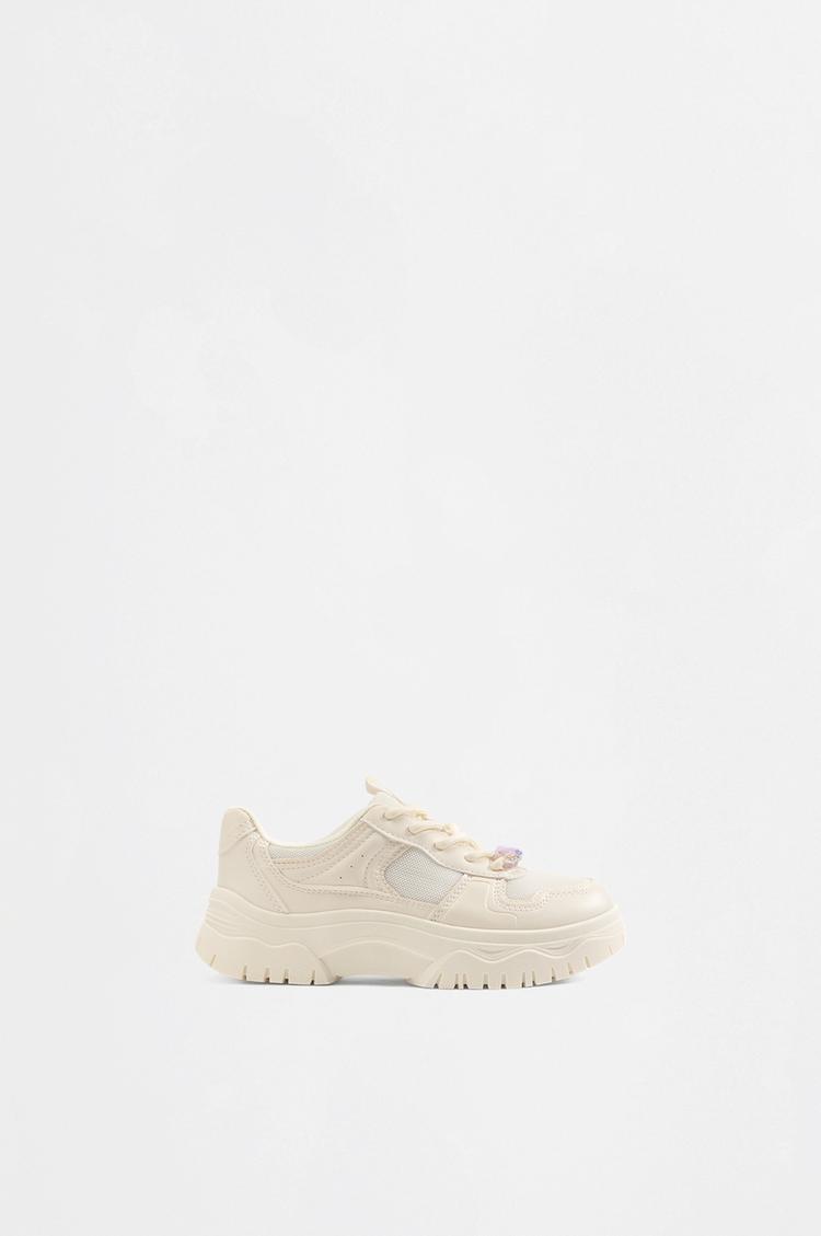 Platform charm sneakers — WHITE