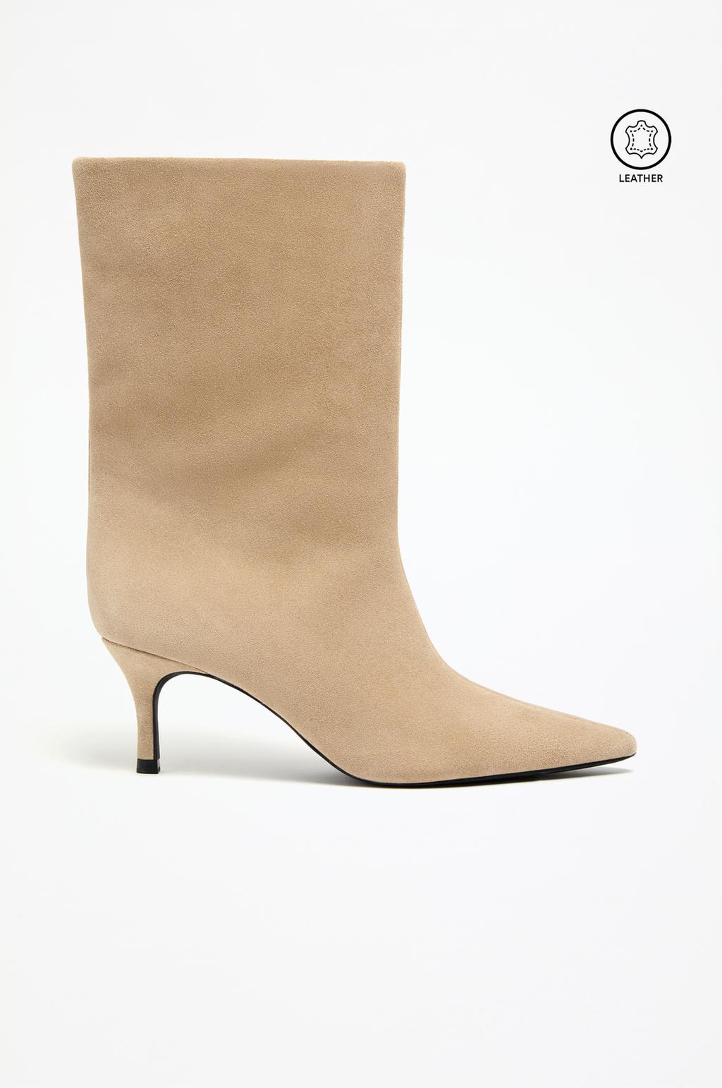 Leather high-heel boots