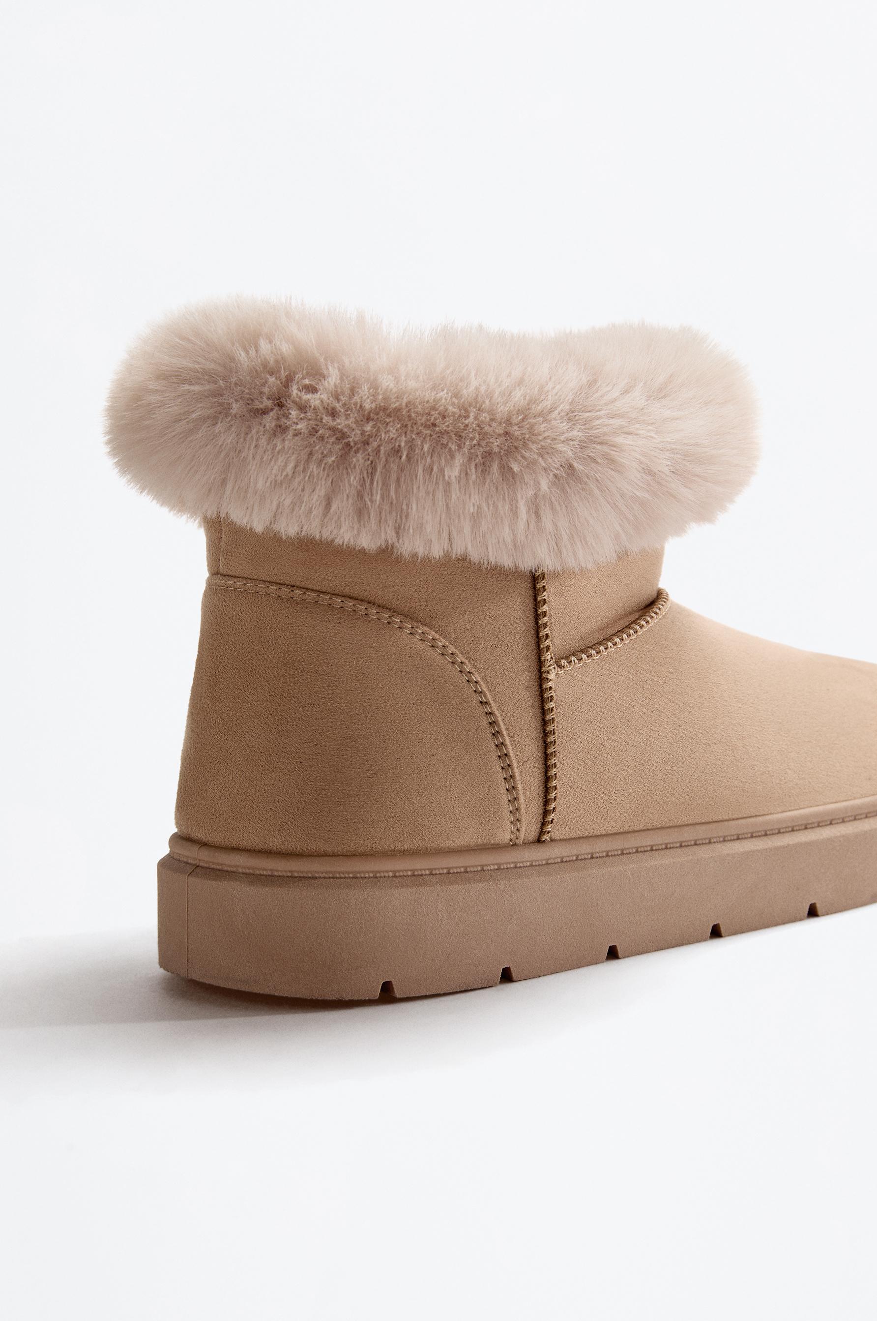 Lined fur ankle boots — BROWN