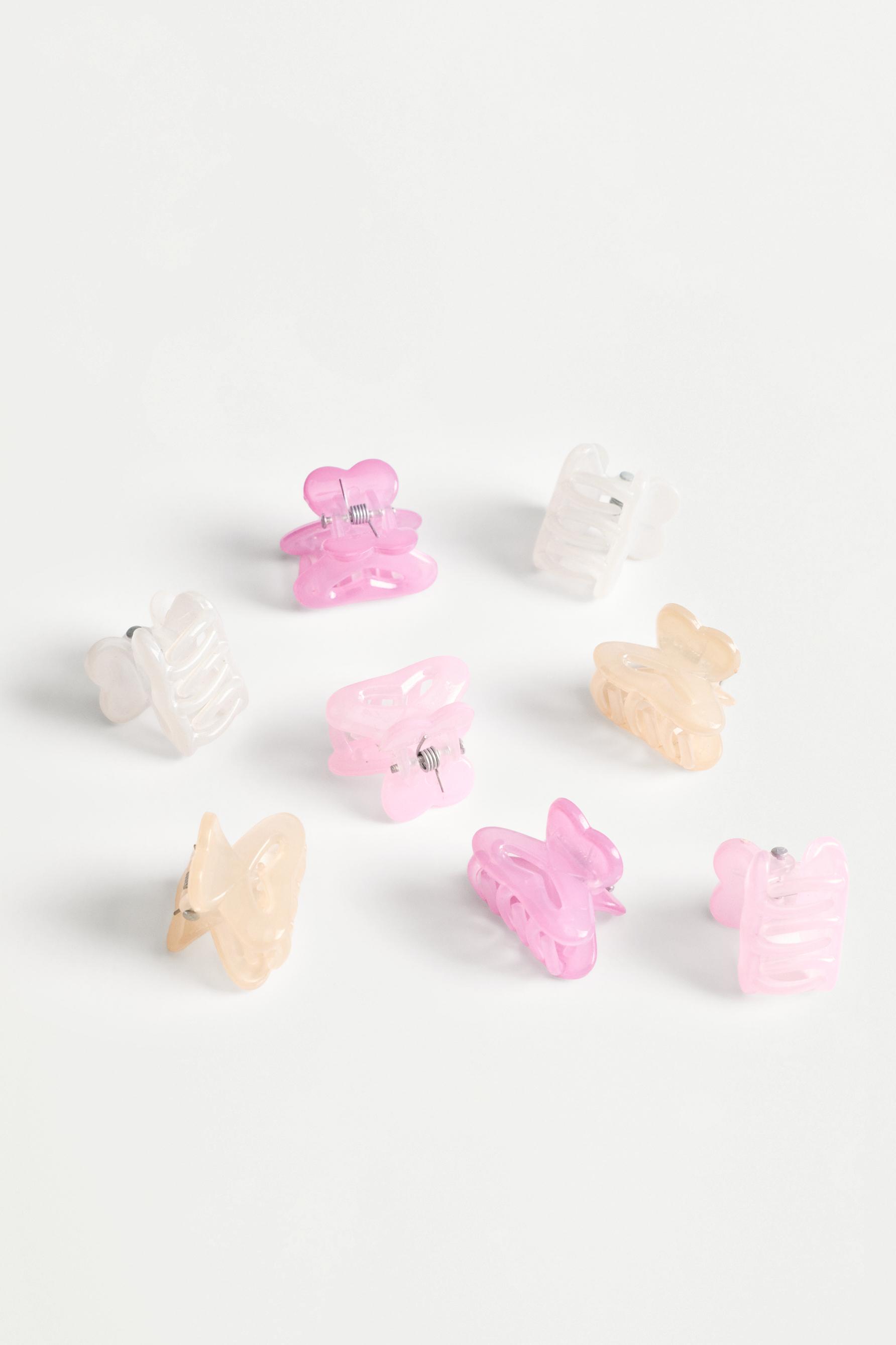 Heart Hair Clips (8-Pack) — BEIGE