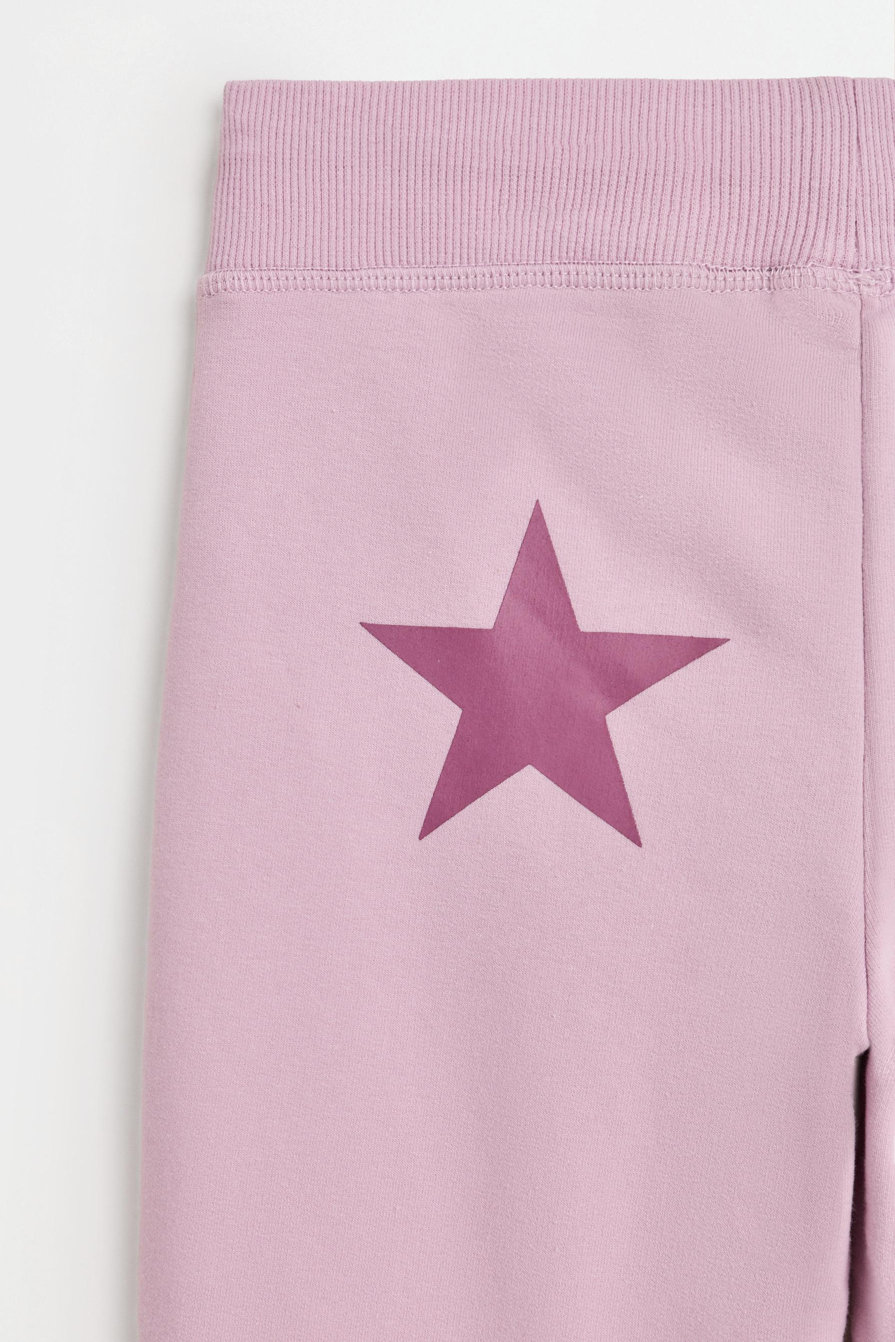 Star print fleece bell bottom leggings — PALE MAUVE