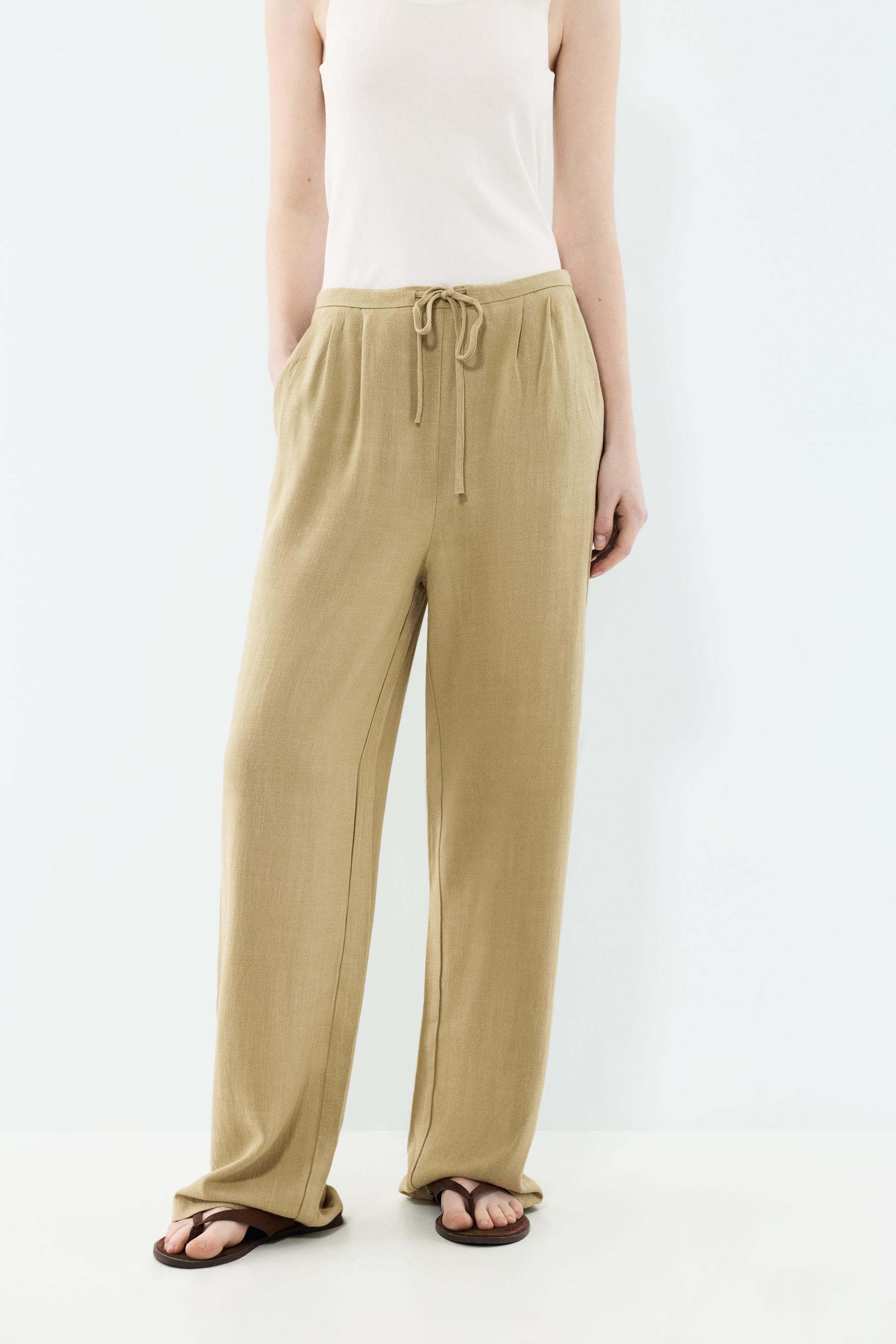 Rustic wide-leg trousers — PALE KHAKI