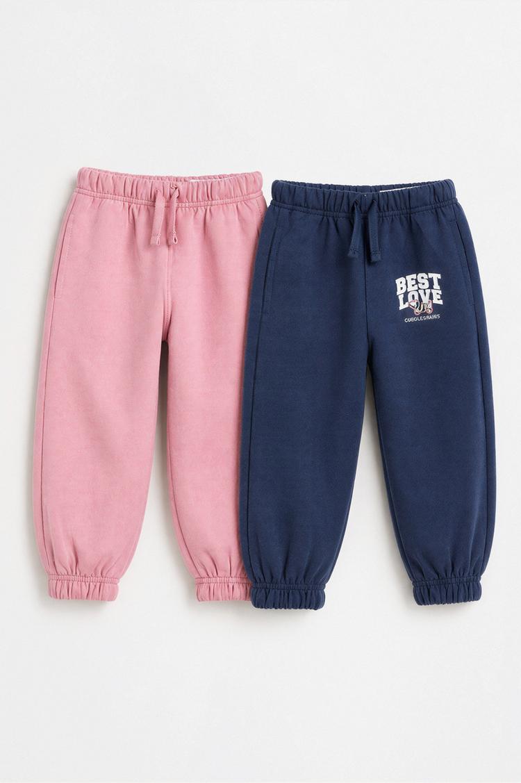 Pack of 2 contrast plush trousers — DARK NAVY