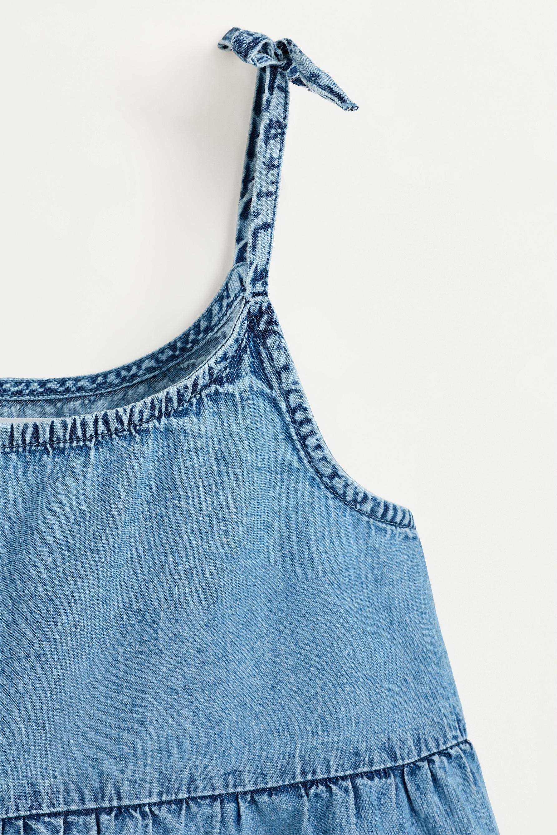 Denim tie-strap top — PALE BLUE