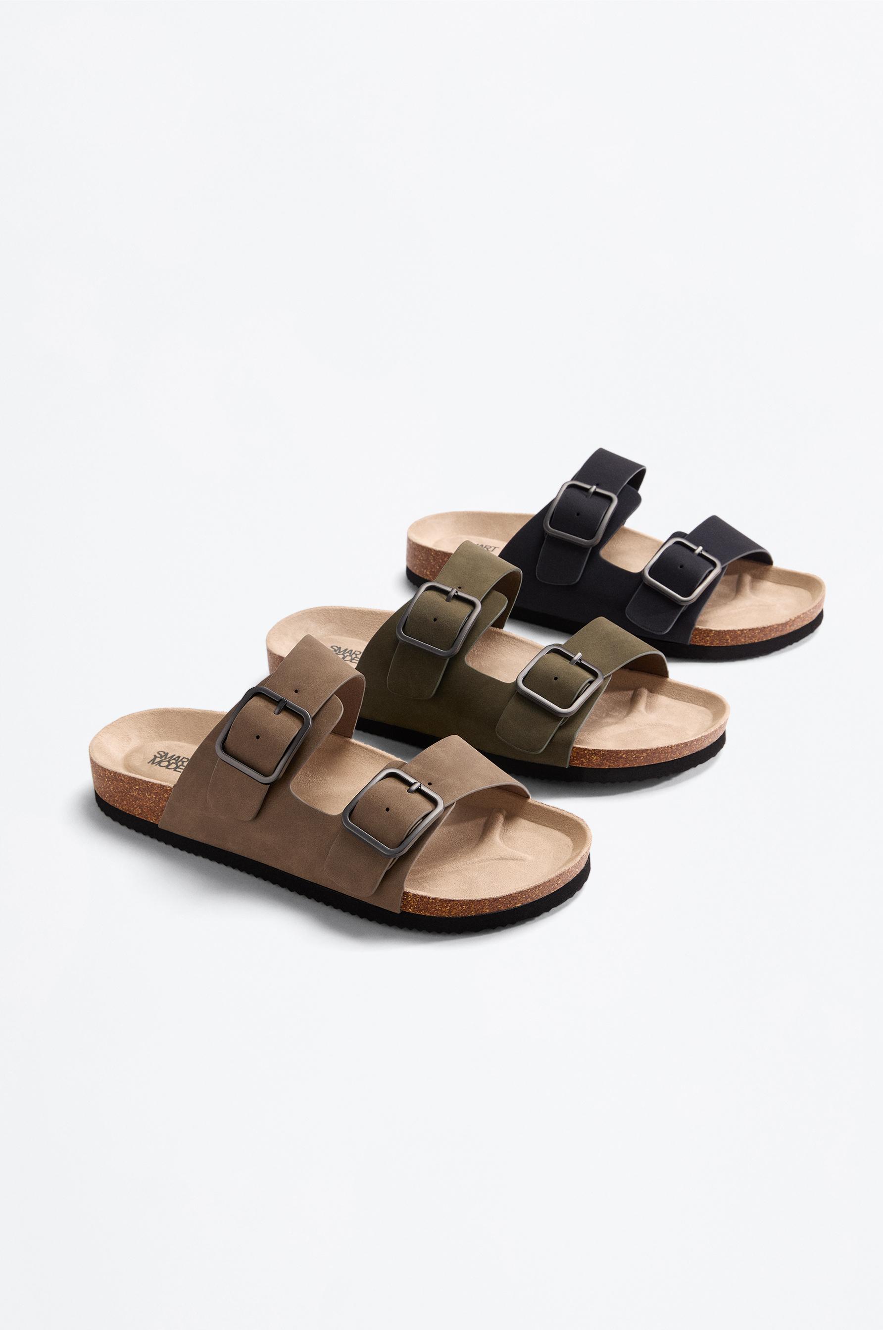 Comfort buckle sandals — KHAKI