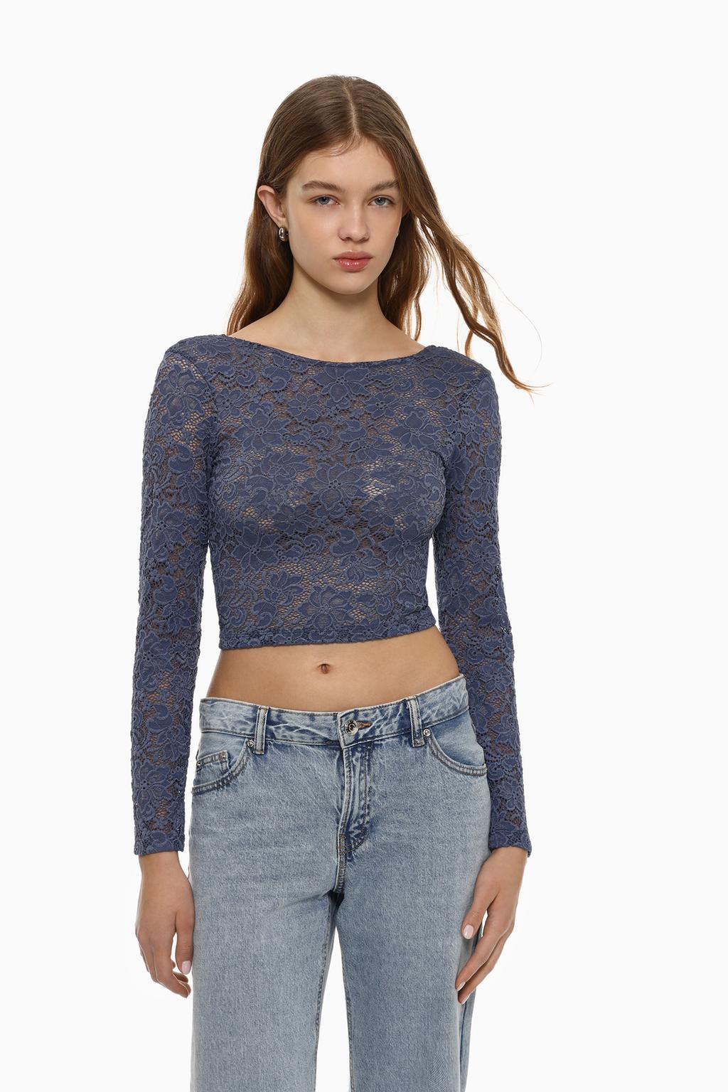 Long sleeve lace T-shirt