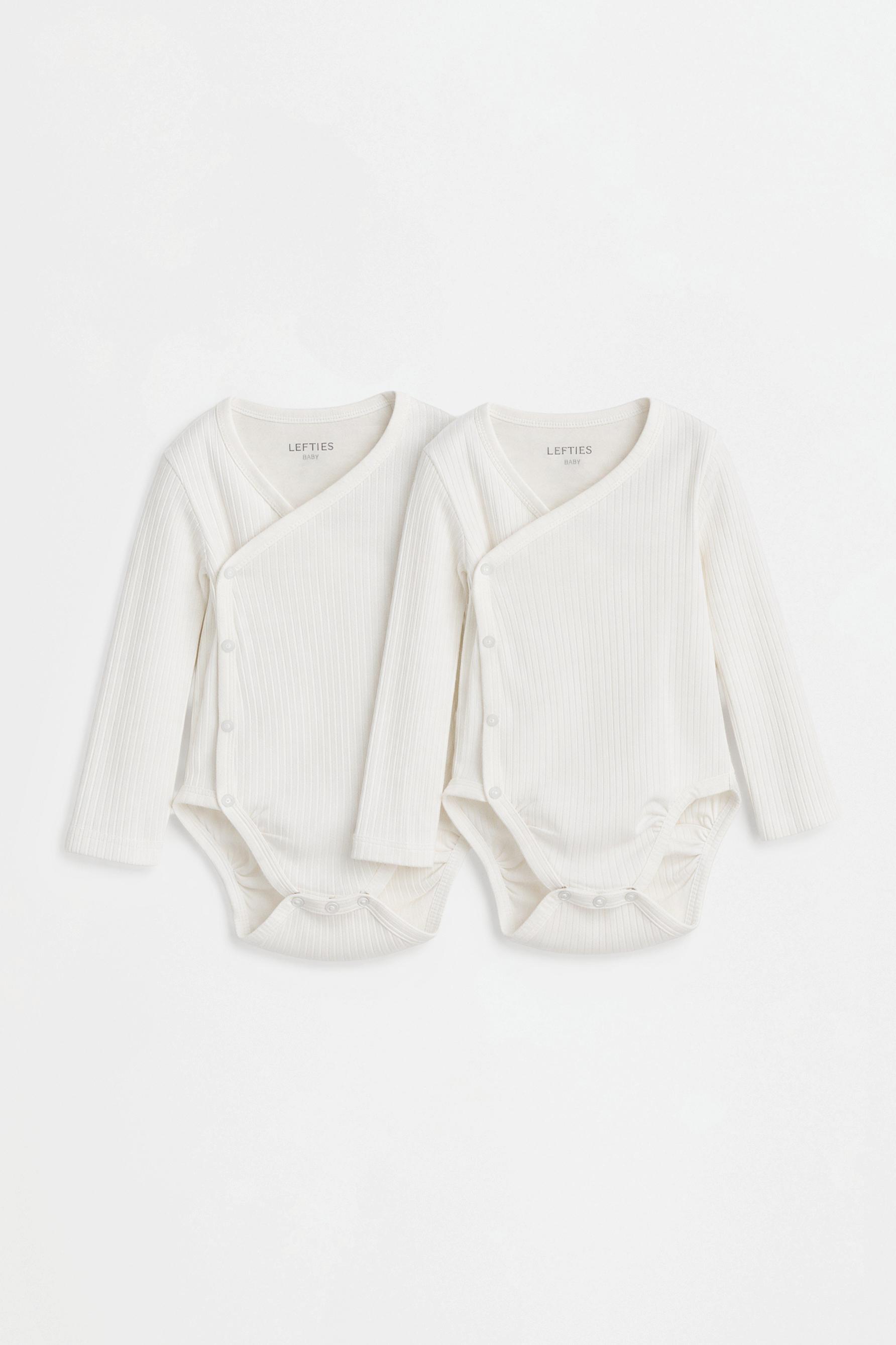 Pack of 2 ribbed kimono bodysuits — WHITE
