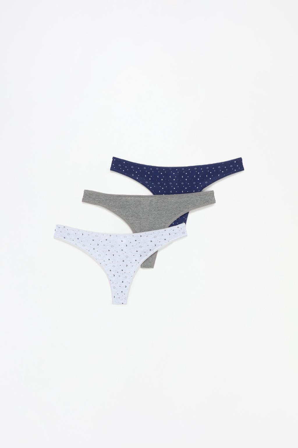 3-pack of assorted cotton thongs